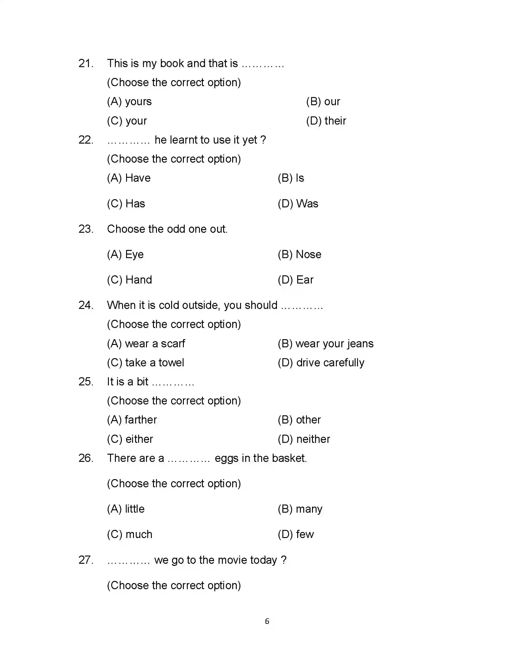 Bihar Board Class 12th 2023 English Sample Paper 6