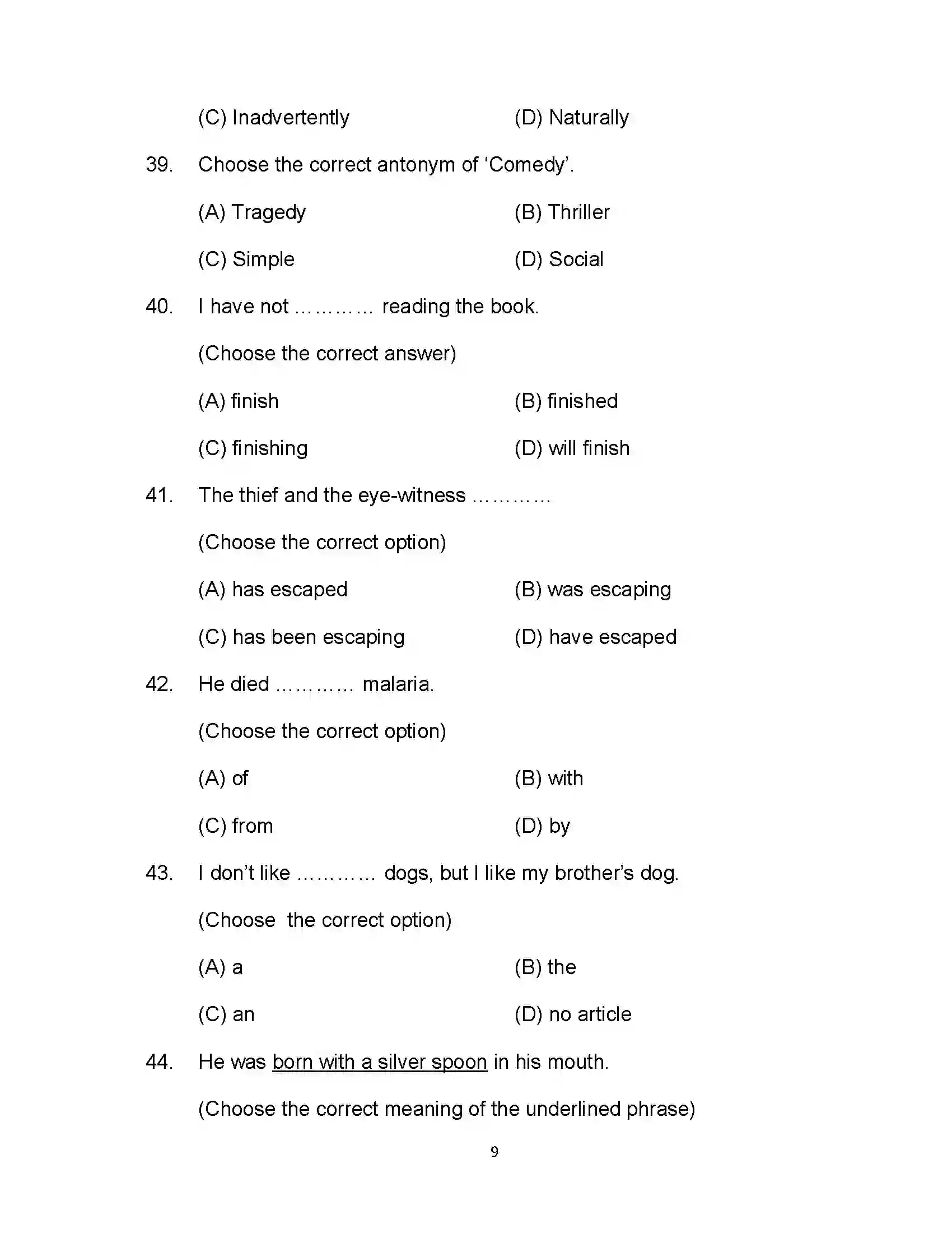 Bihar Board Class 12th 2023 English Sample Paper 9