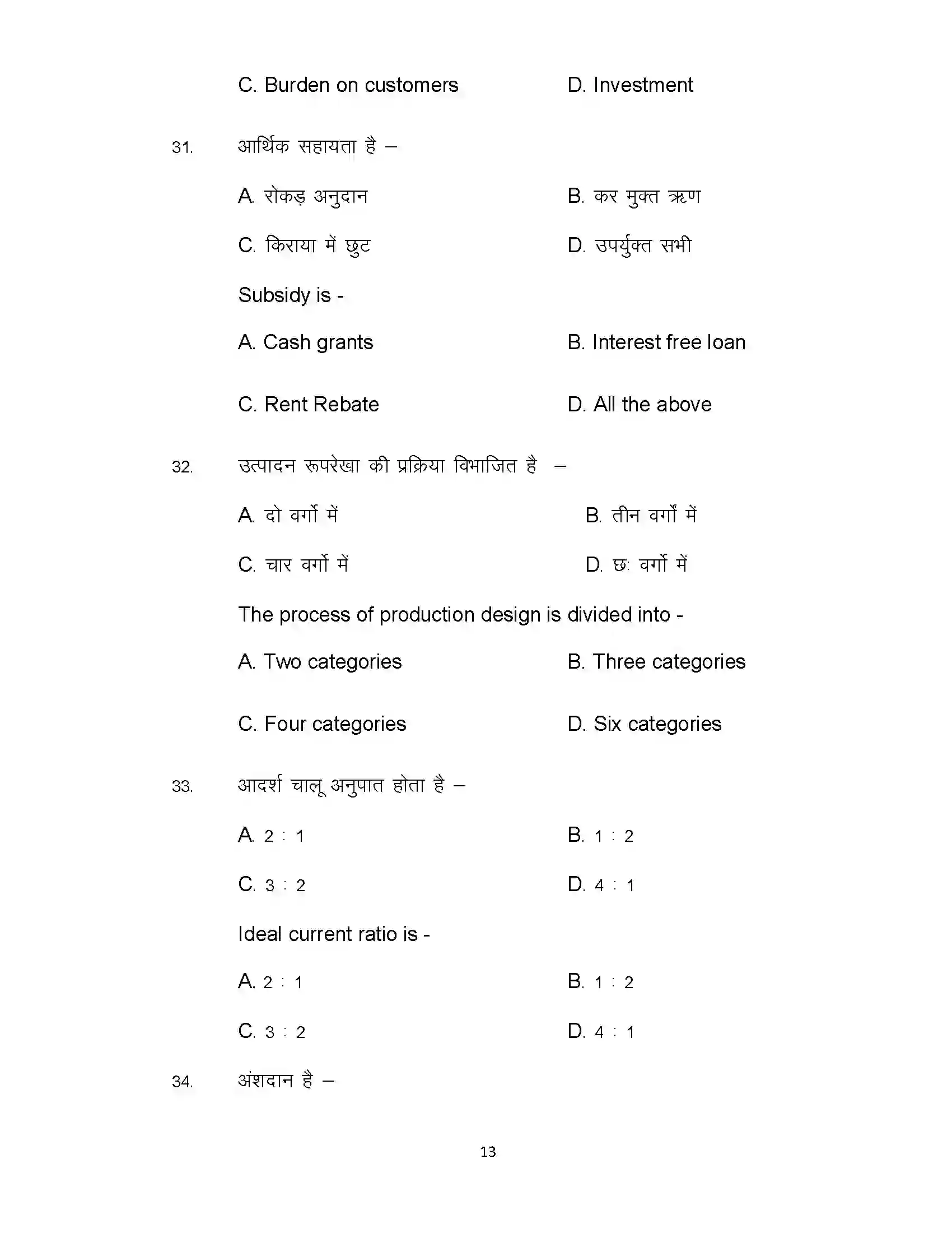 Bihar Board Class 12th 2021 Enterpreneurship Sample Paper 13
