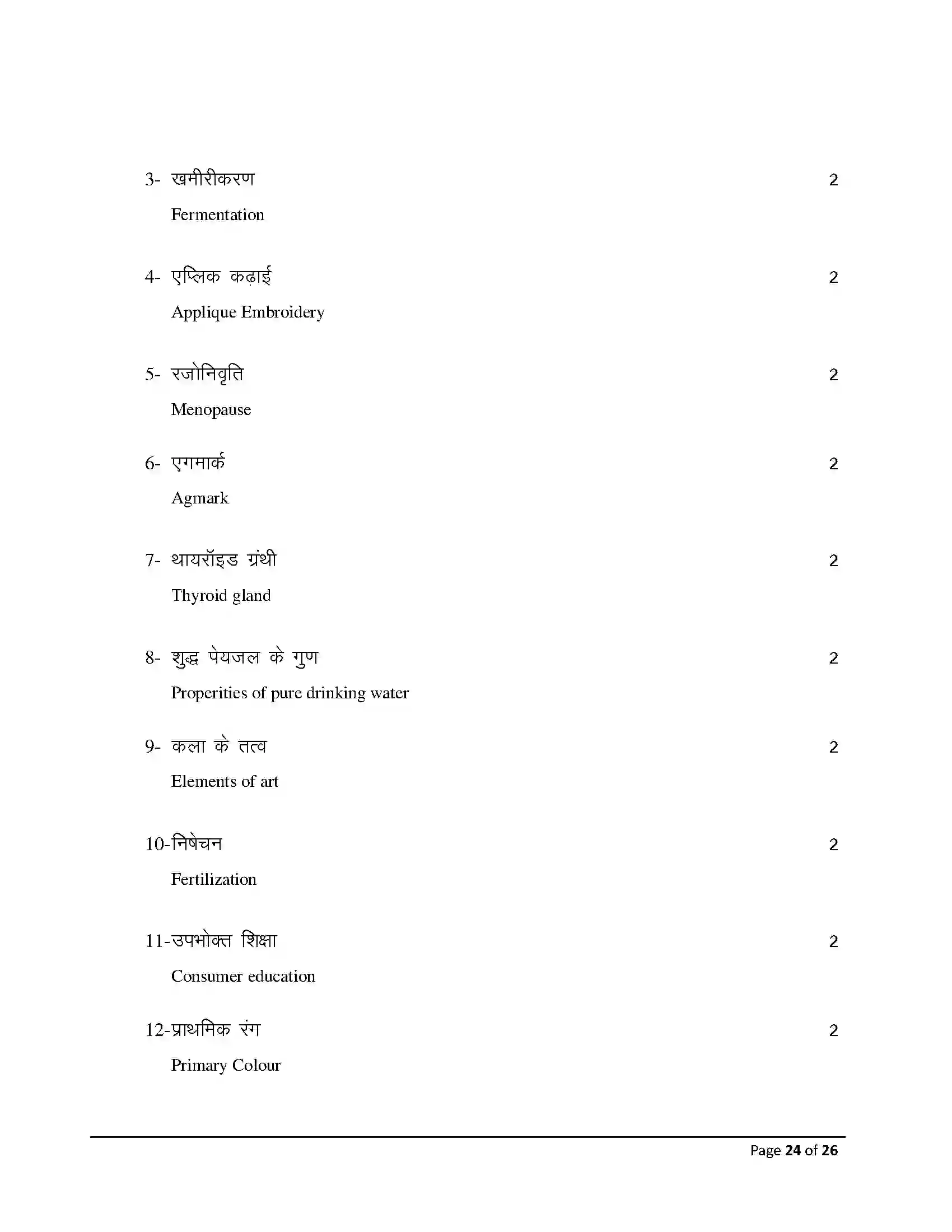 Bihar Board Class 12th 2026 Home Science Sample Paper 24