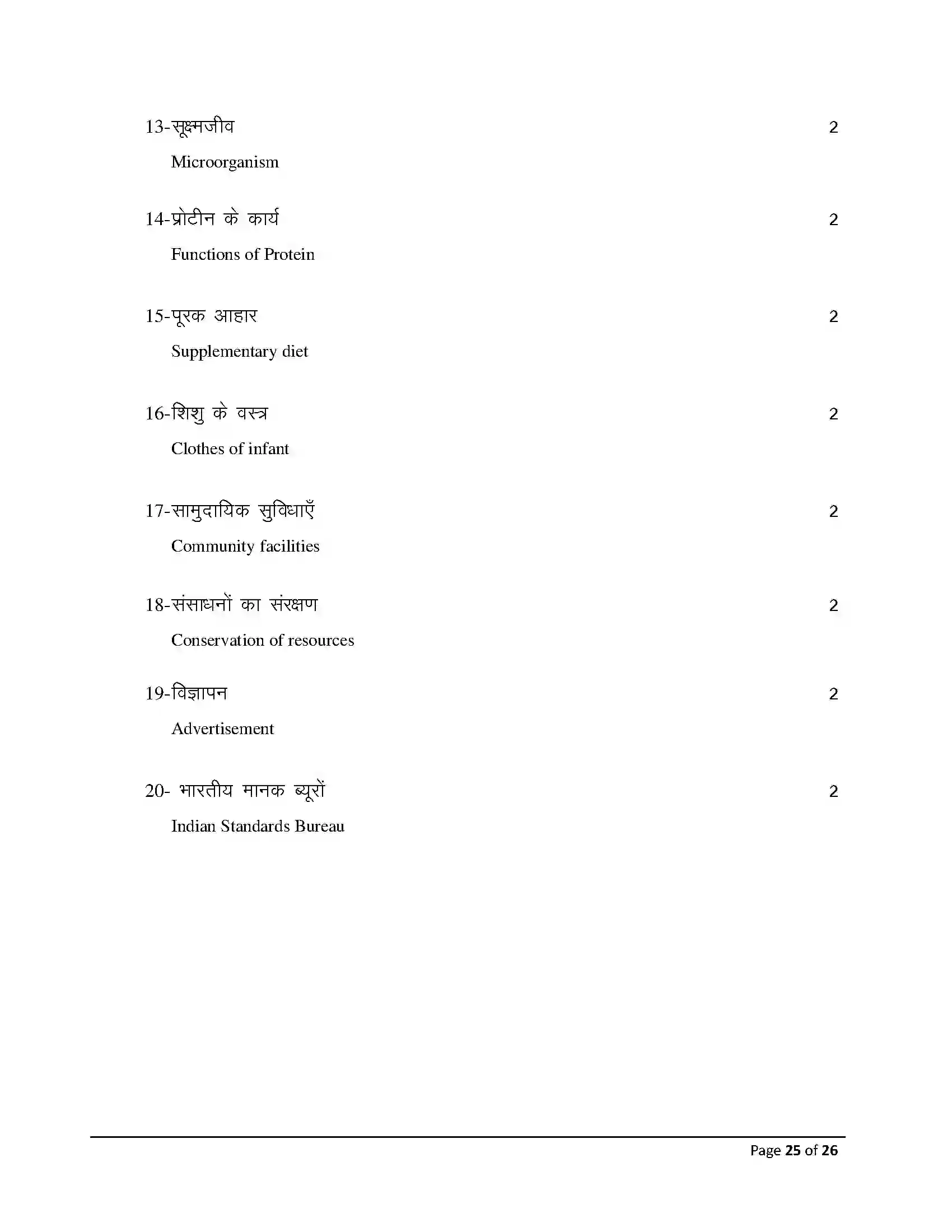 Bihar Board Class 12th 2026 Home Science Sample Paper 25