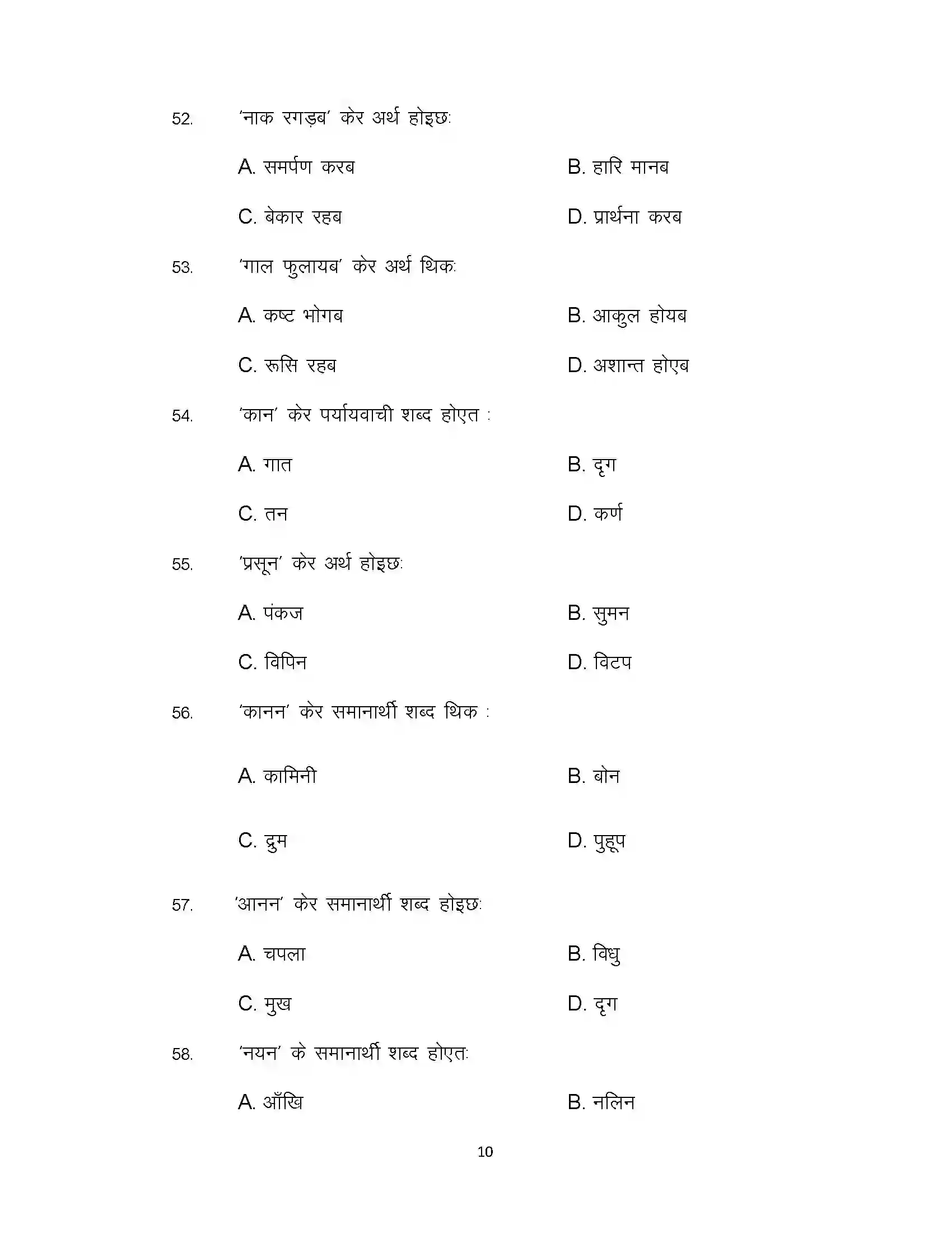 Bihar Board Class 12th 2021 Maithili Sample Paper 10