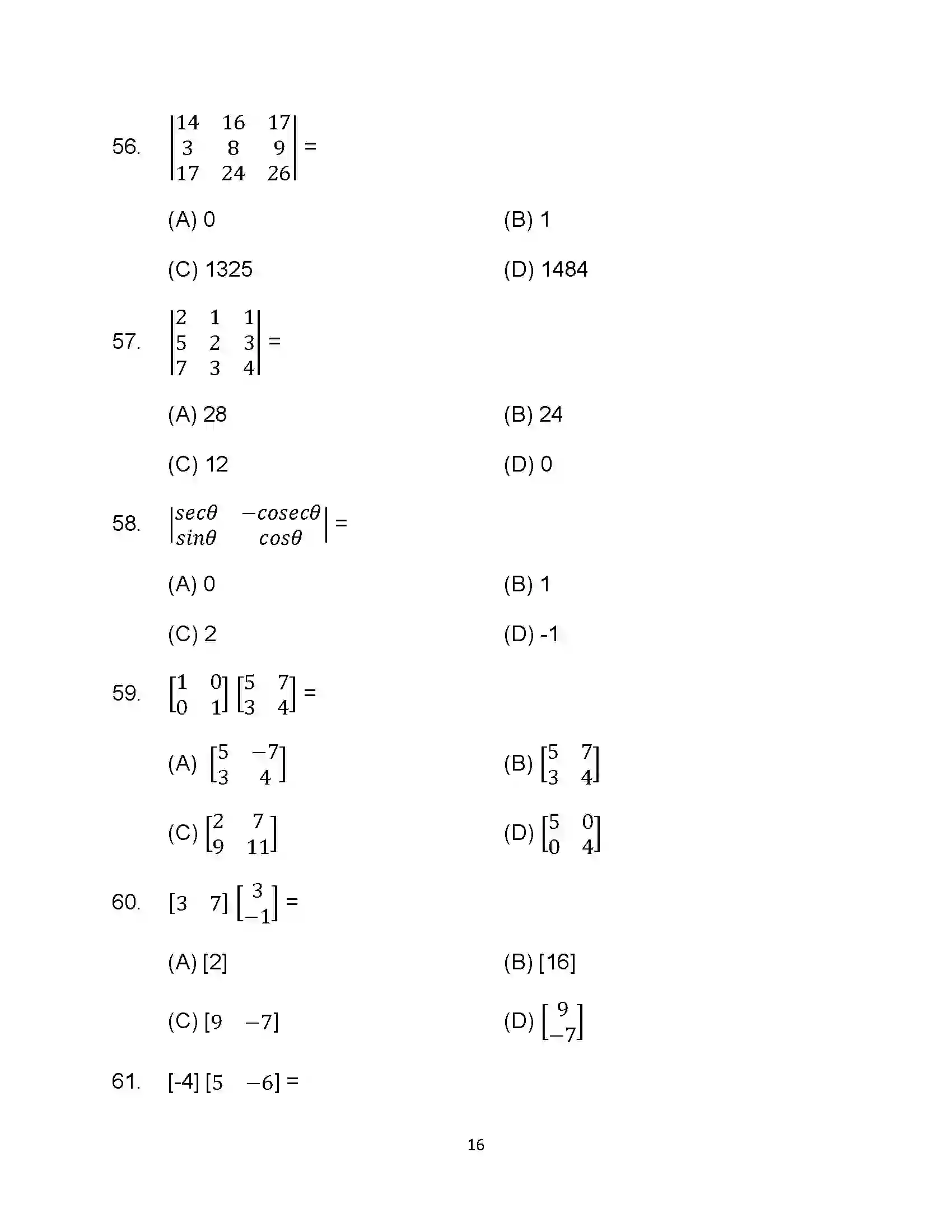 Bihar Board Class 12th 2023 Maths Sample Paper 16