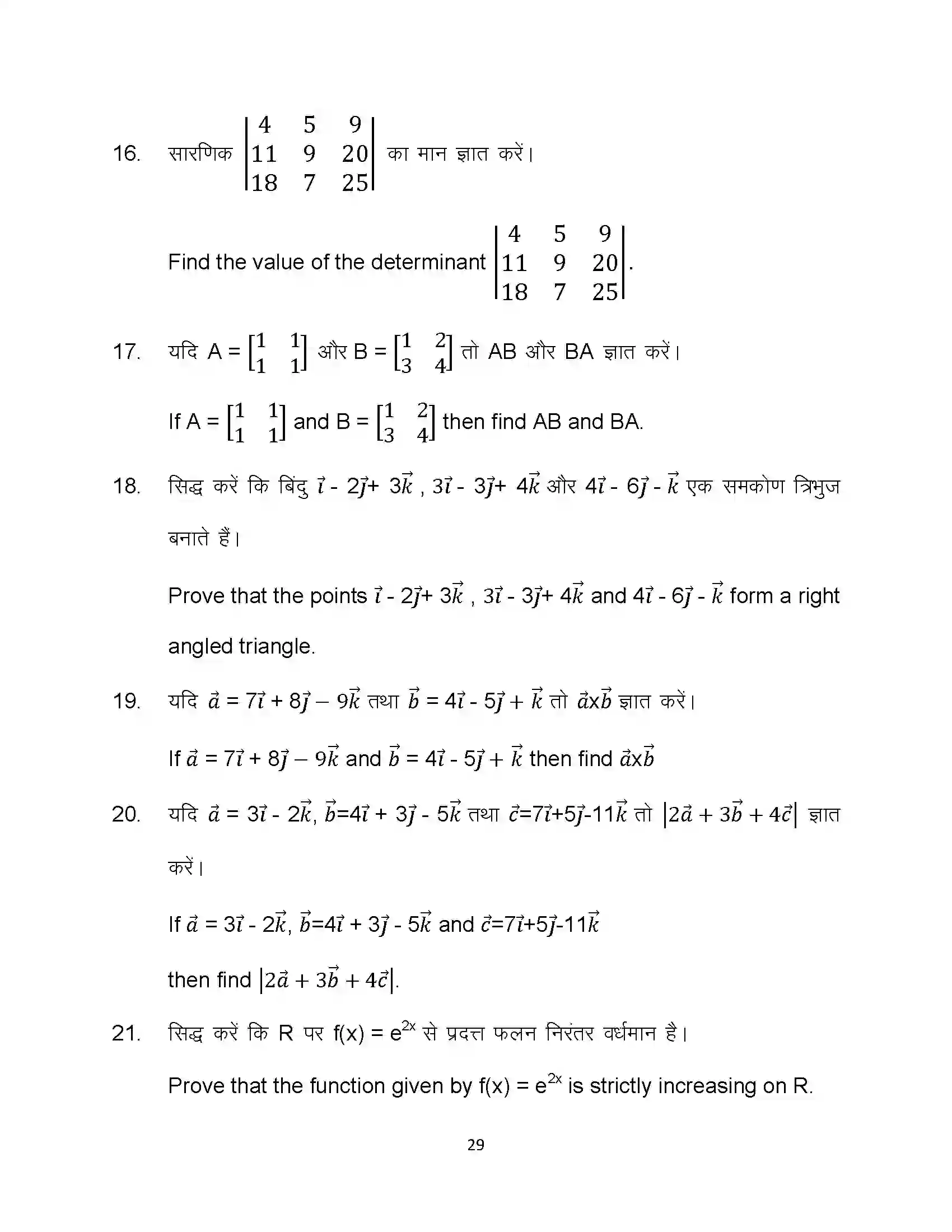 Bihar Board Class 12th 2023 Maths Sample Paper 29