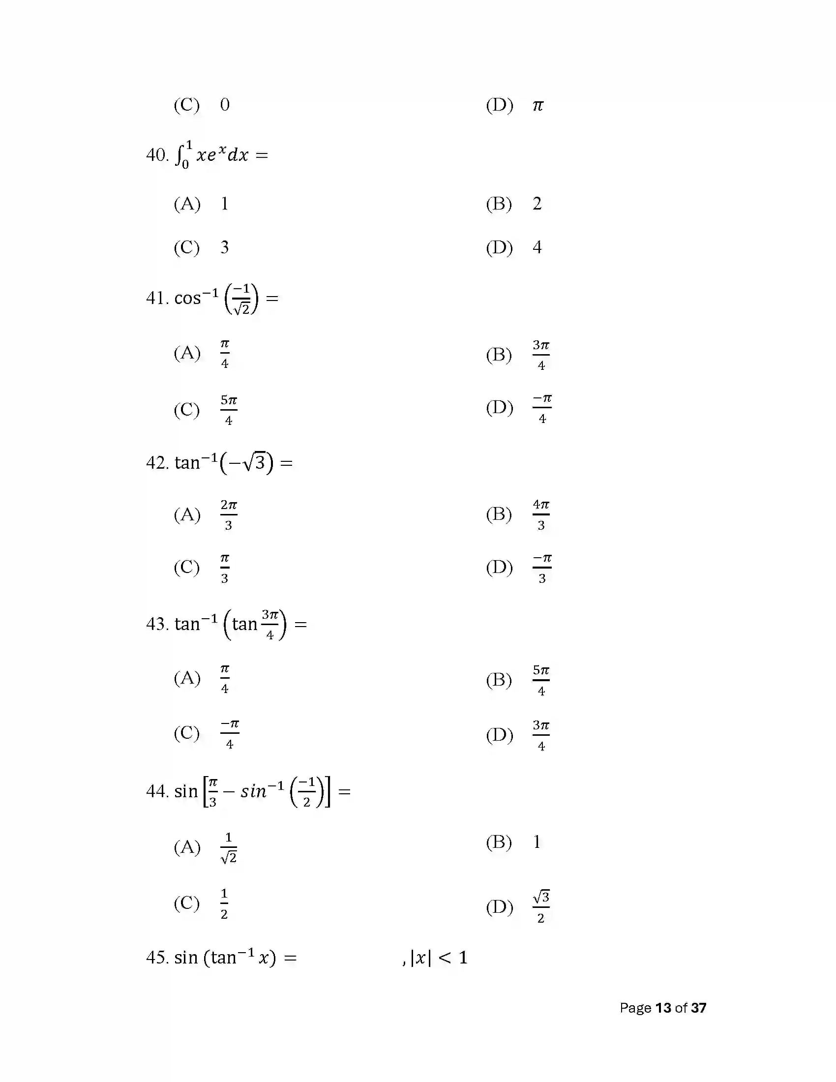 Bihar Board Class 12th 2025 Maths Sample Paper 13