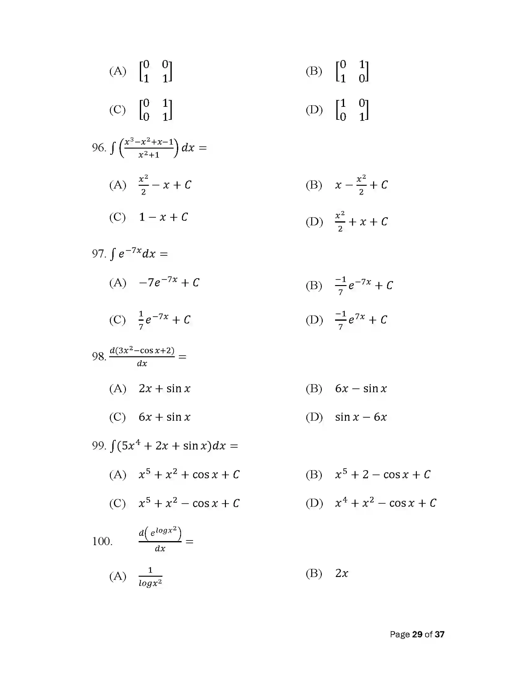 Bihar Board Class 12th 2025 Maths Sample Paper 29