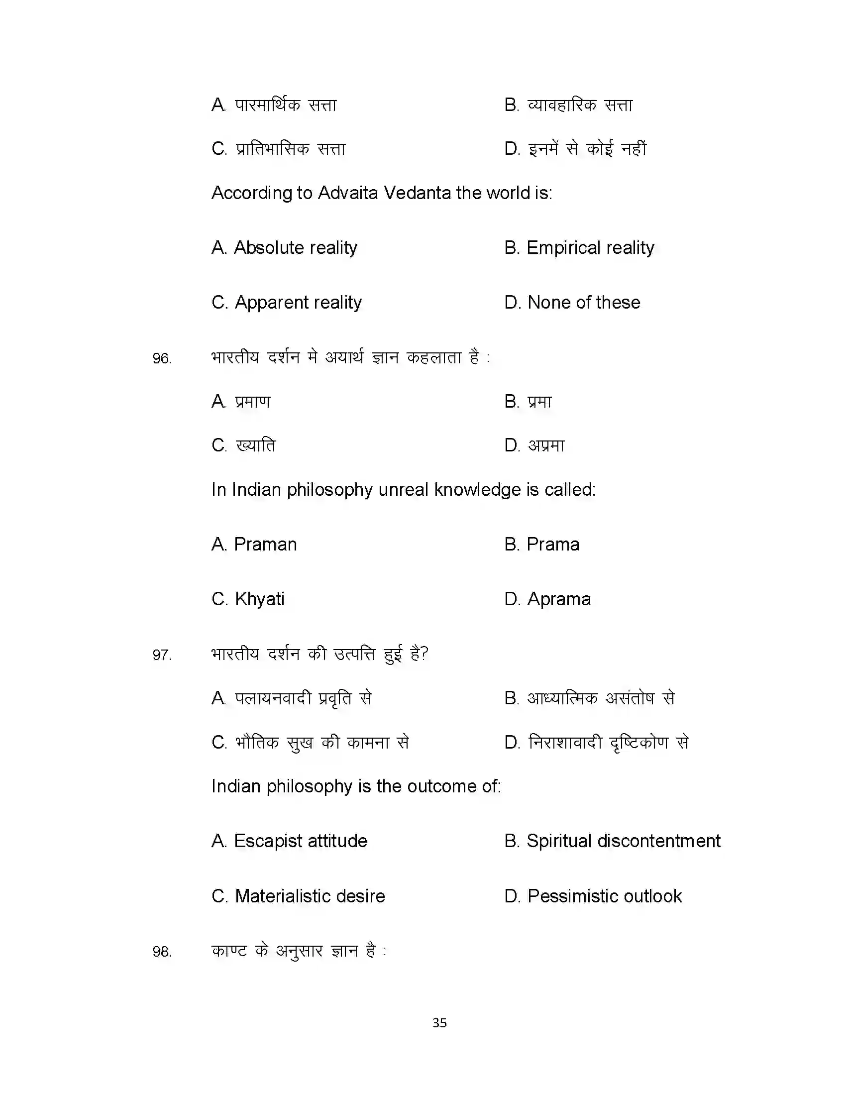 Bihar Board Class 12th 2021 Philosophy Sample Paper 35
