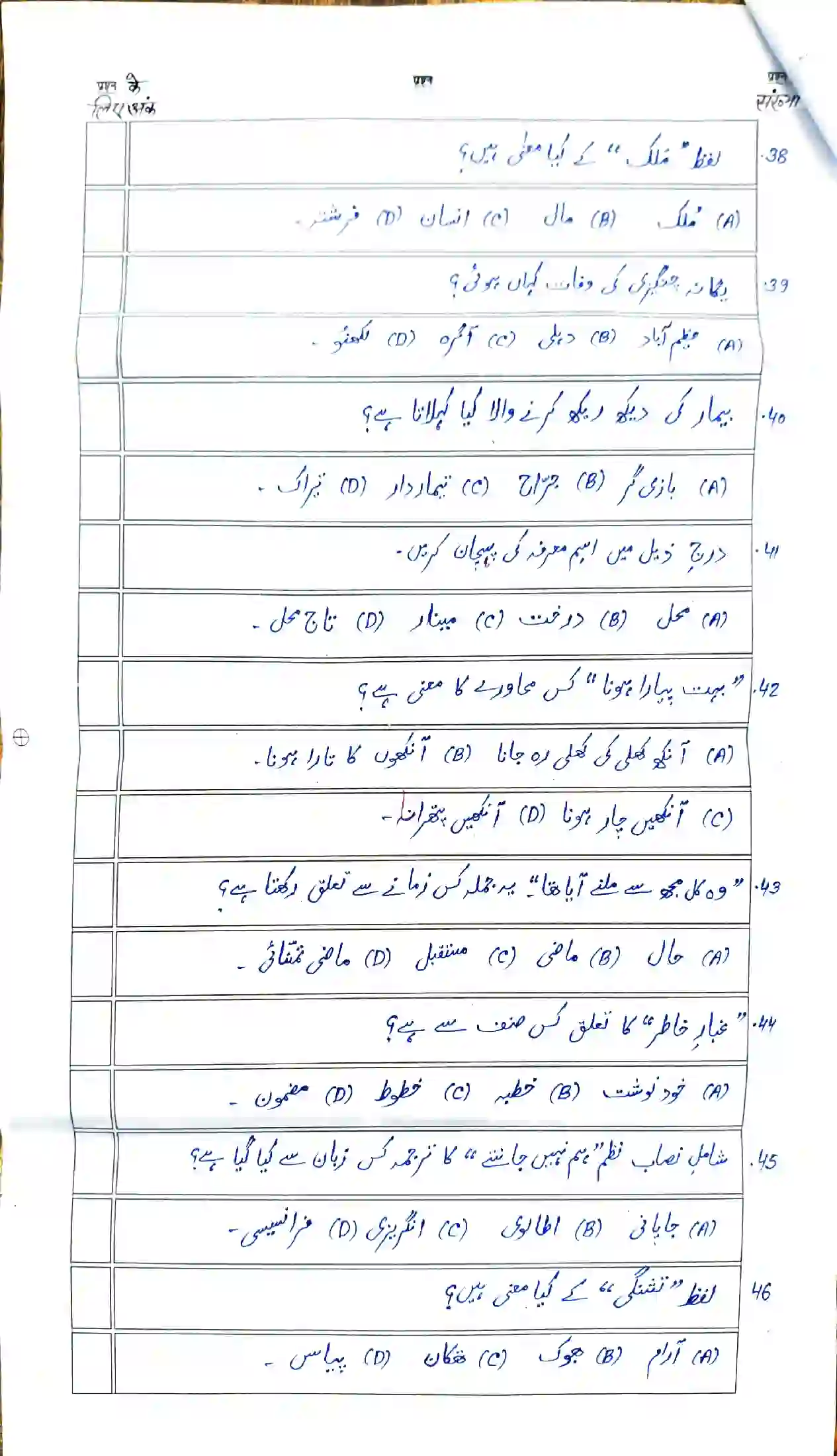 Bihar Board Class 12th 2026 Urdu Sample Paper 8