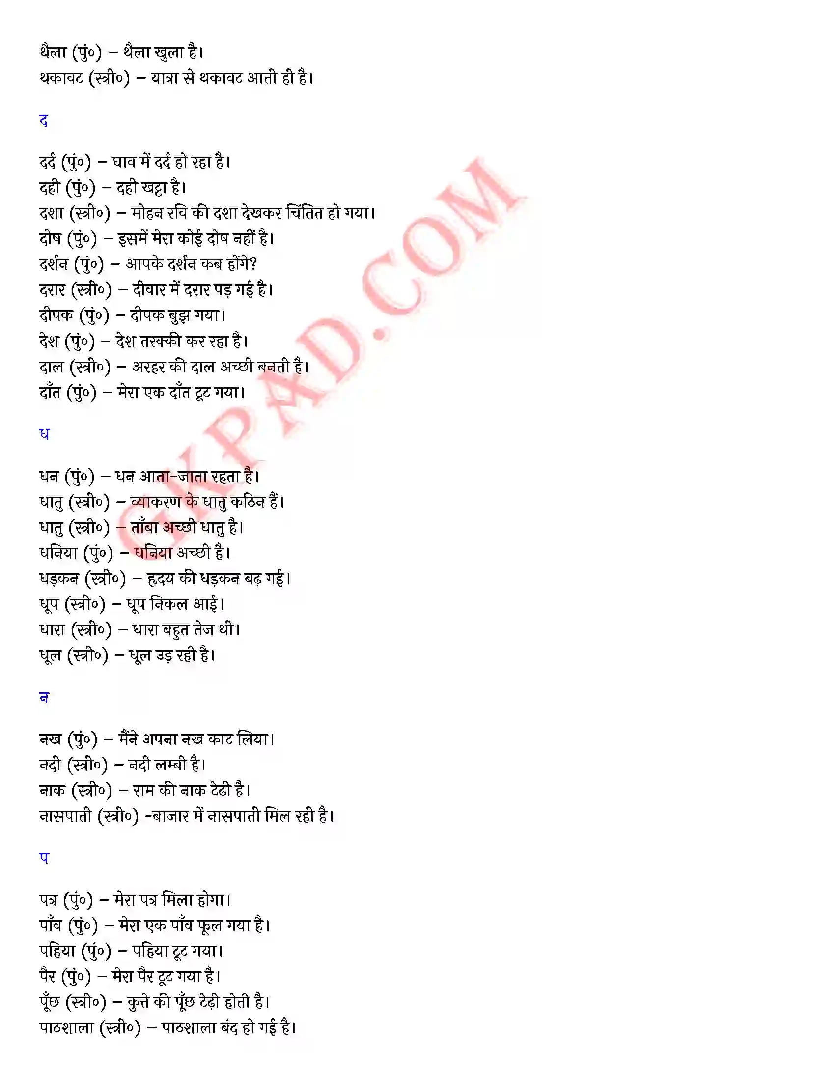 Bihar Board Class 10th Hindi (व्याकरण एवं रचना) वाक्य प्रयोग द्वारा लिंग निर्णय) Solution 7