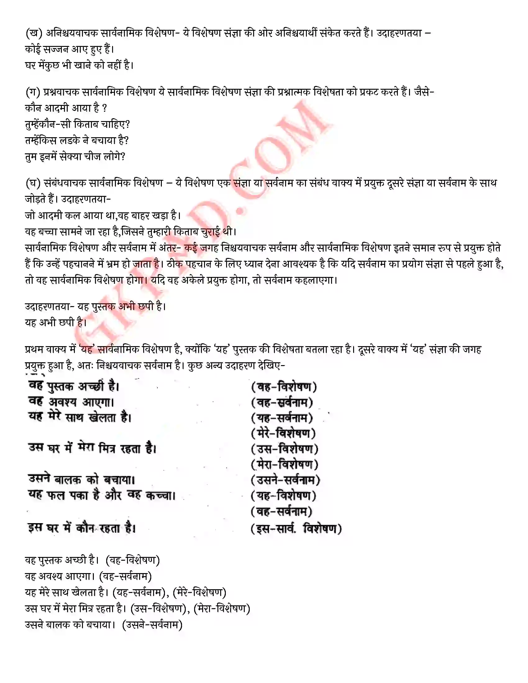 Bihar Board Class 10th Hindi (व्याकरण एवं रचना) विशेषण और क्रिया विशेषण) Solution 4