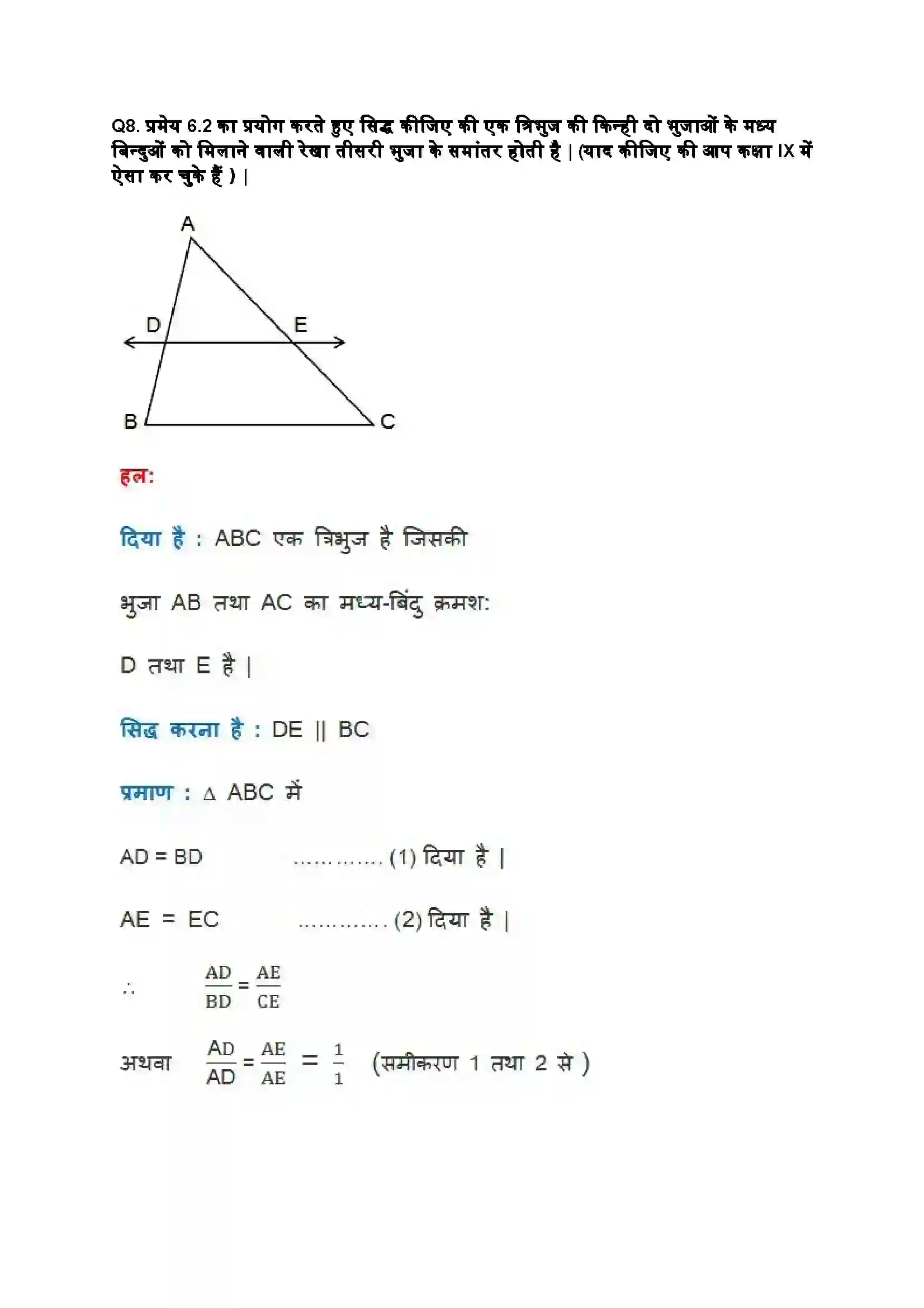 Bihar Board Class 10th Maths (गणित) Chapter 6 (त्रिभुज) Solution 10