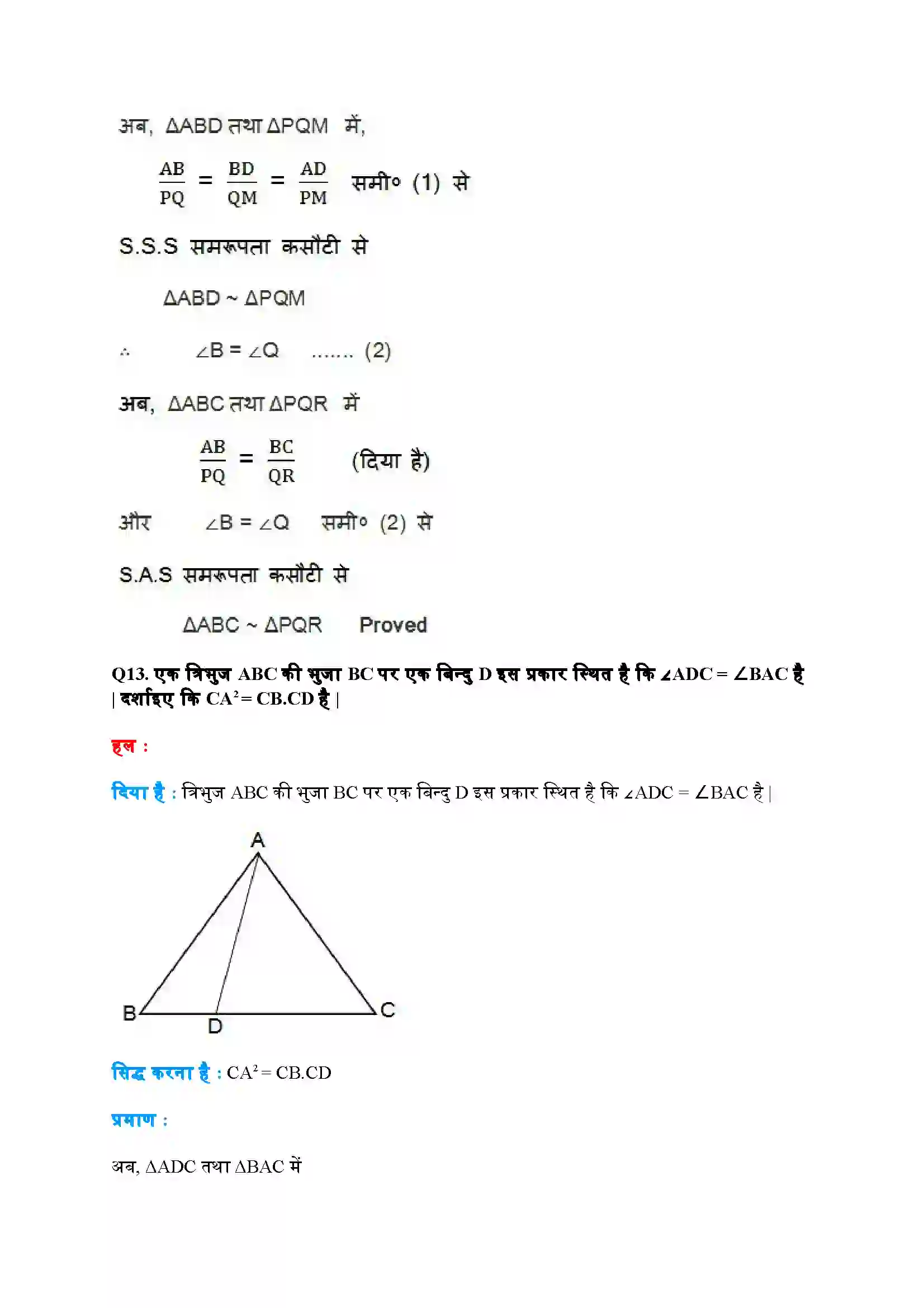 Bihar Board Class 10th Maths (गणित) Chapter 6 (त्रिभुज) Solution 29