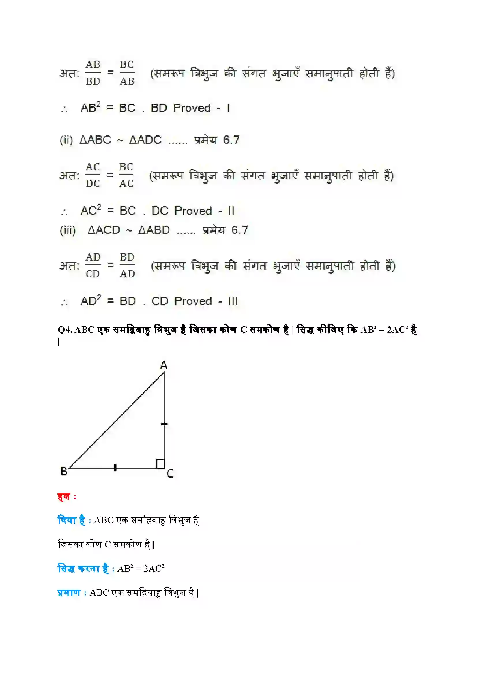 Bihar Board Class 10th Maths (गणित) Chapter 6 (त्रिभुज) Solution 41
