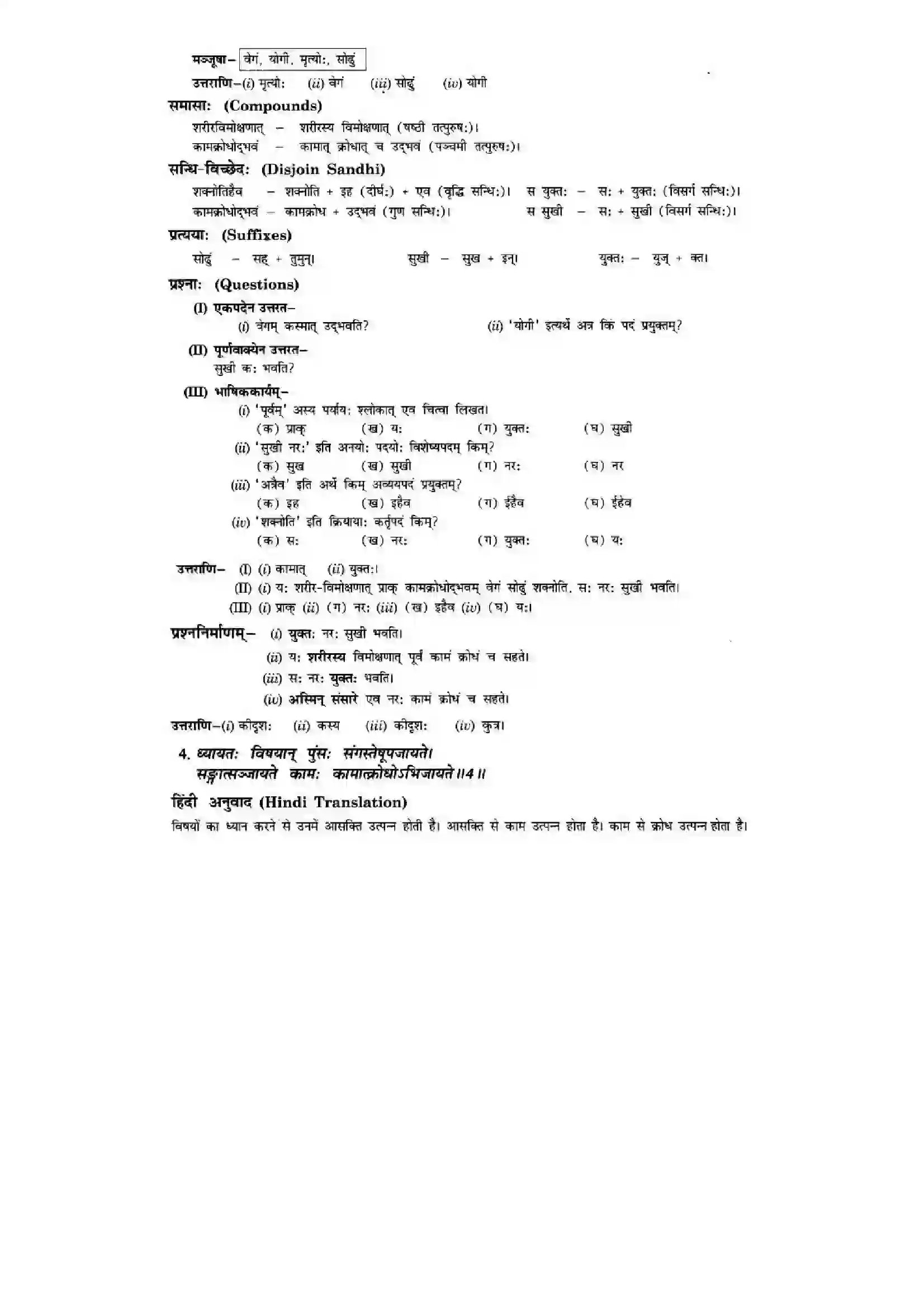Bihar Board Class 10th Sanskrit (NCERT Sanskrit) Chapter 5) Solution 4