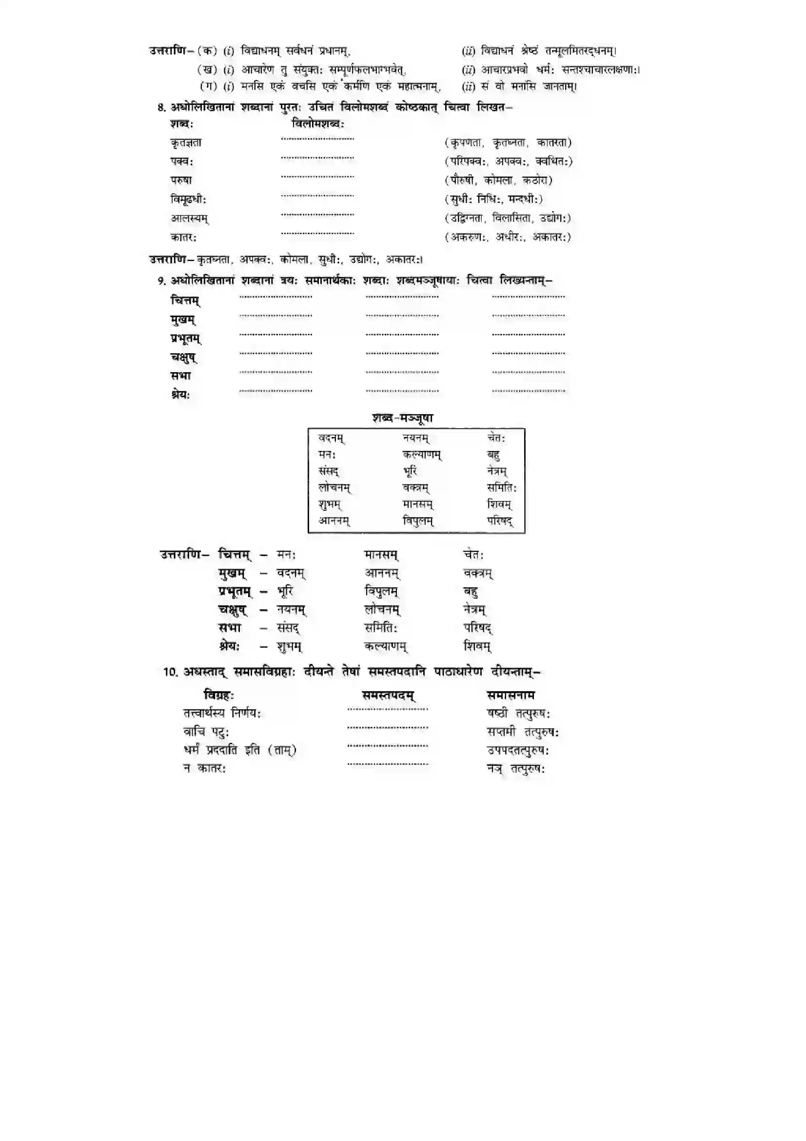 Bihar Board Class 10th Sanskrit (NCERT Sanskrit) Chapter 8) Solution 13