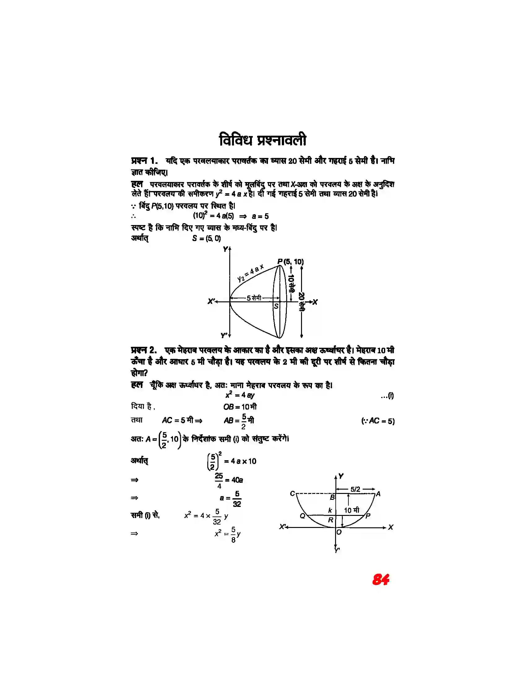 Bihar Board Class 11th Maths (गणित) Chapter 11 (शांकव परिच्छेदन) Solution 30