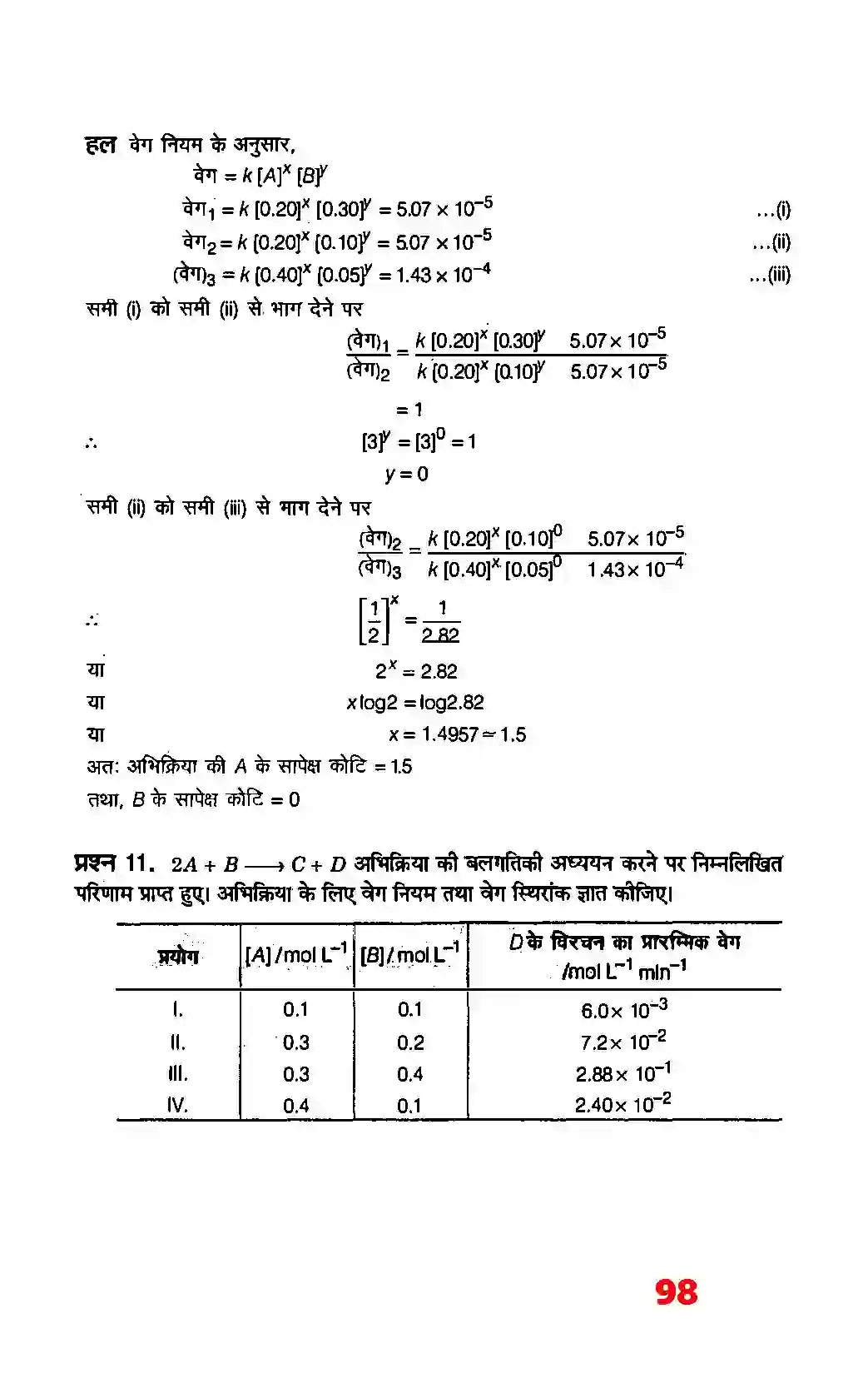 Bihar Board Class 12th Chemistry (रसायन विज्ञान) Chapter 4 (रासायनिक बलगतिकी) Solution 10
