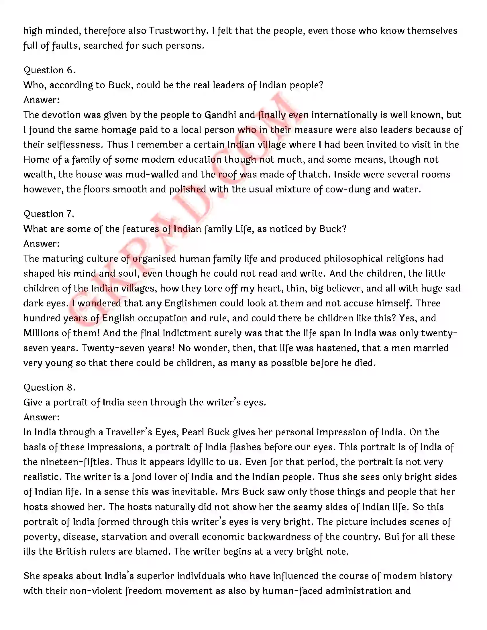 Bihar Board Class 12th English (Rainbow Part 2 Prose) Chapter 10 India Through a Traveller’s Eyes) Solution 7