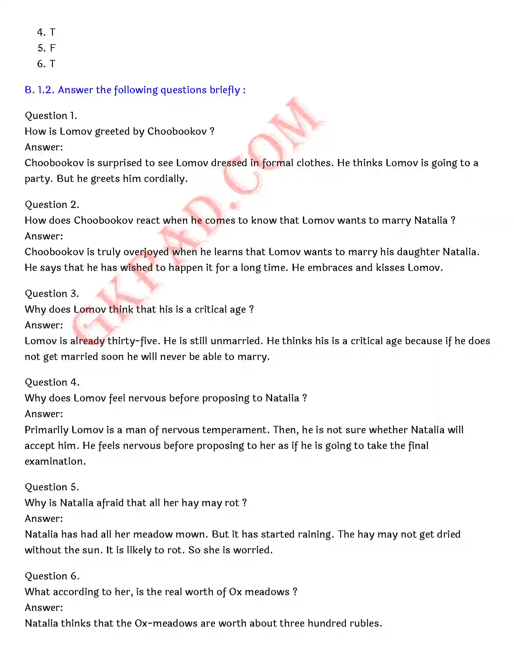 Bihar Board Class 12th English (Rainbow Part 2 Prose) Chapter 11 A Marriage Proposal) Solution 2