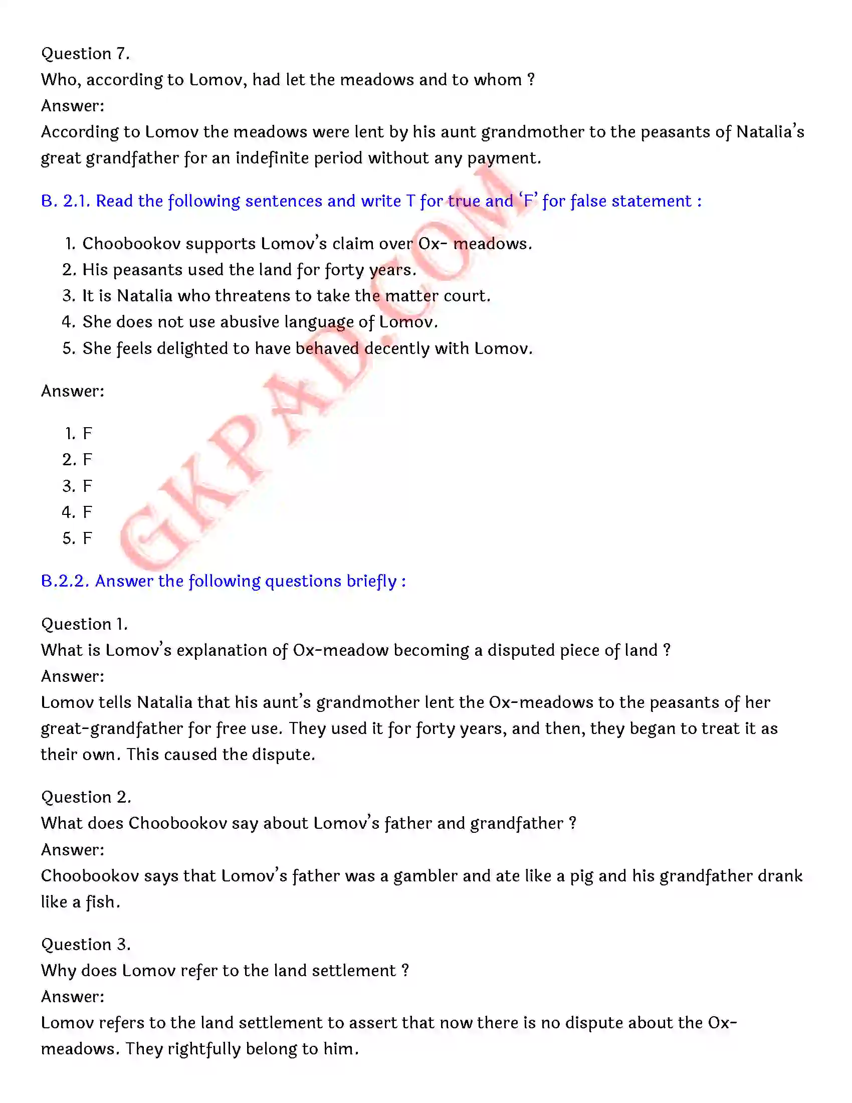 Bihar Board Class 12th English (Rainbow Part 2 Prose) Chapter 11 A Marriage Proposal) Solution 3