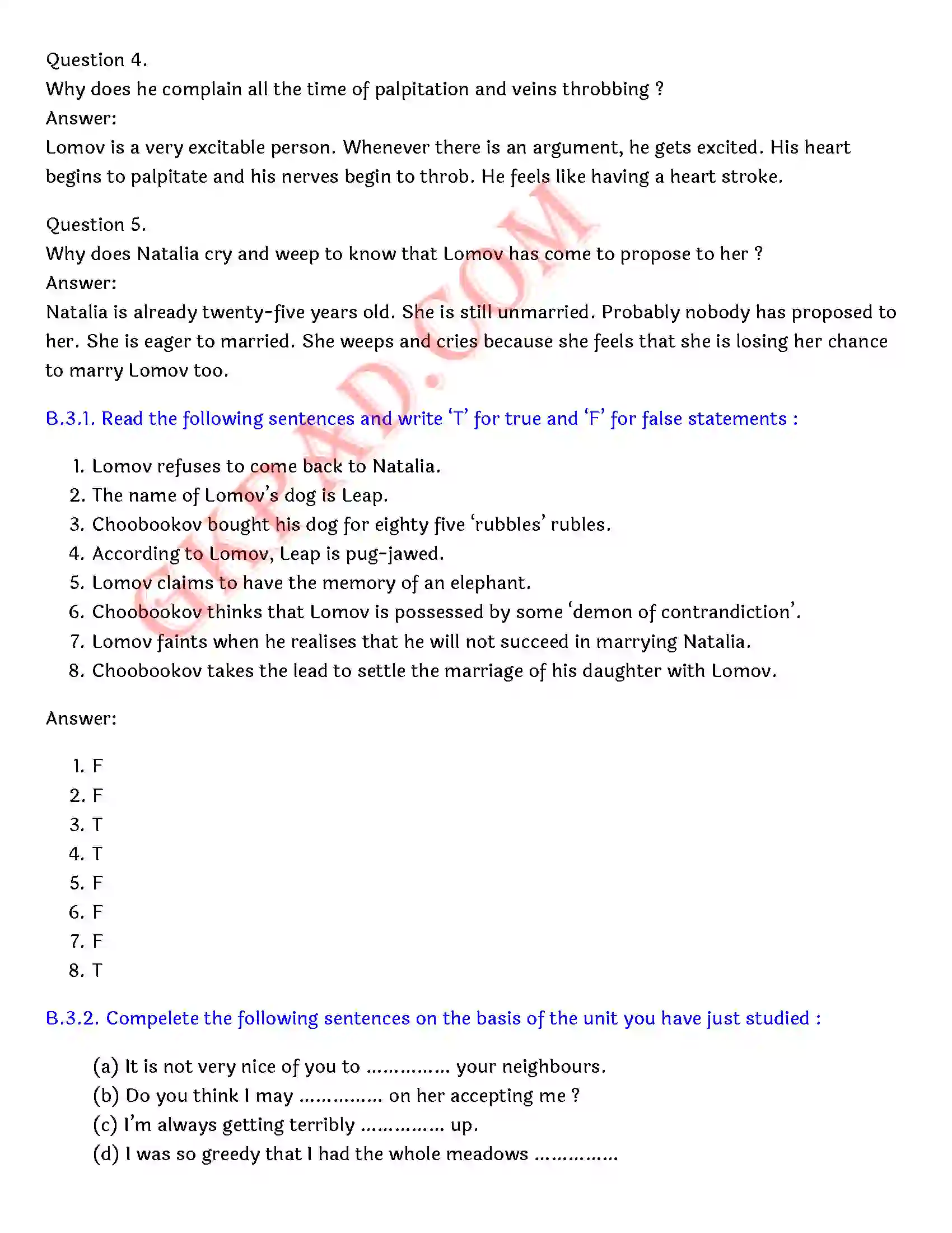 Bihar Board Class 12th English (Rainbow Part 2 Prose) Chapter 11 A Marriage Proposal) Solution 4