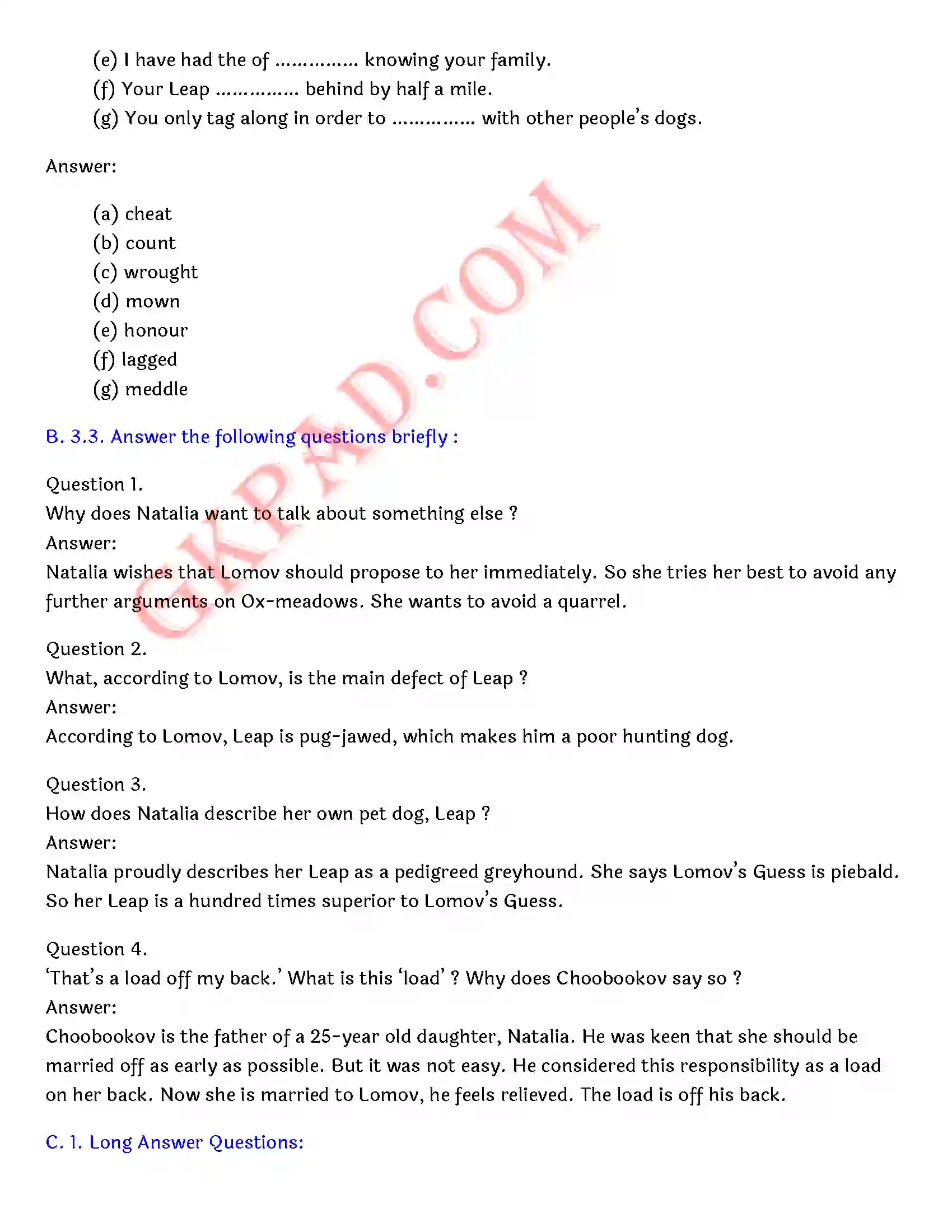 Bihar Board Class 12th English (Rainbow Part 2 Prose) Chapter 11 A Marriage Proposal) Solution 5