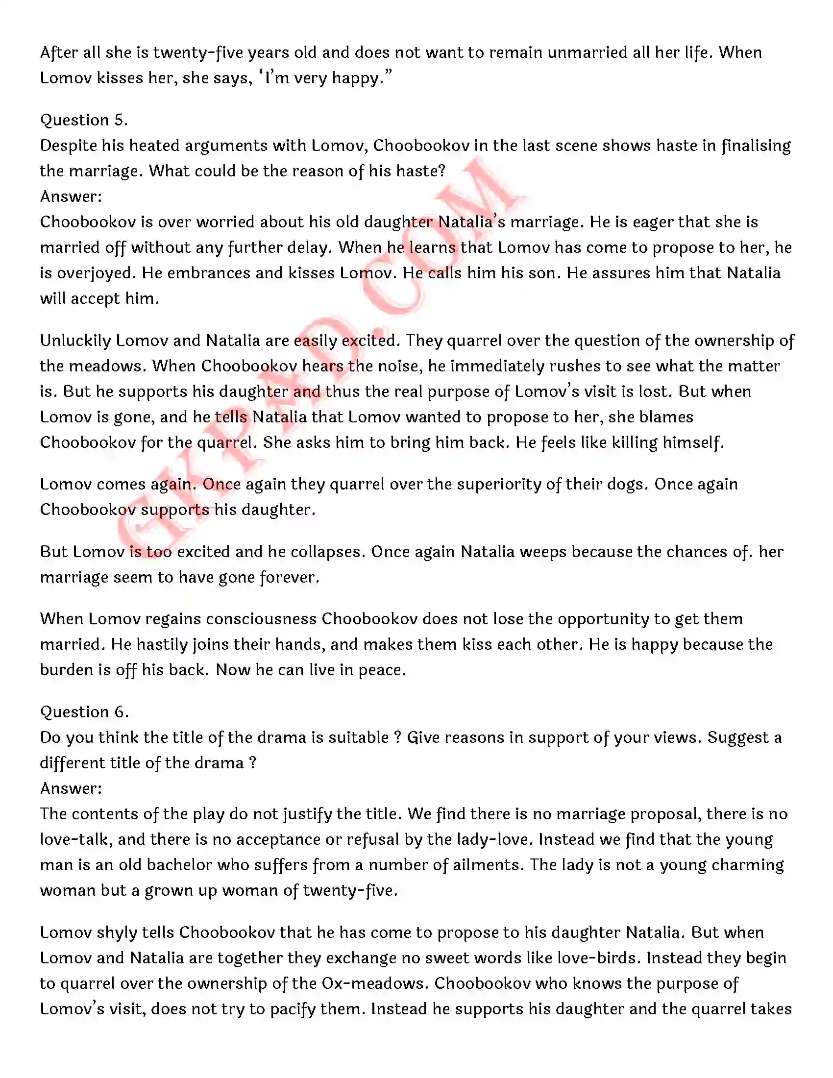 Bihar Board Class 12th English (Rainbow Part 2 Prose) Chapter 11 A Marriage Proposal) Solution 7