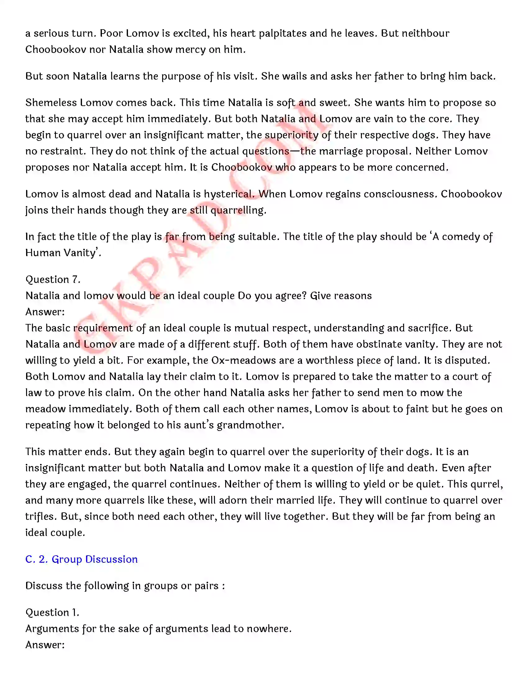 Bihar Board Class 12th English (Rainbow Part 2 Prose) Chapter 11 A Marriage Proposal) Solution 8