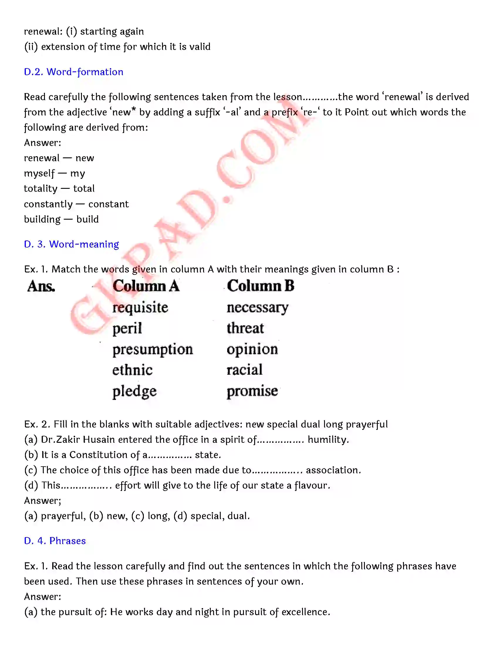 Bihar Board Class 12th English (Rainbow Part 2 Prose) Chapter 2 Bharat is My Home) Solution 11