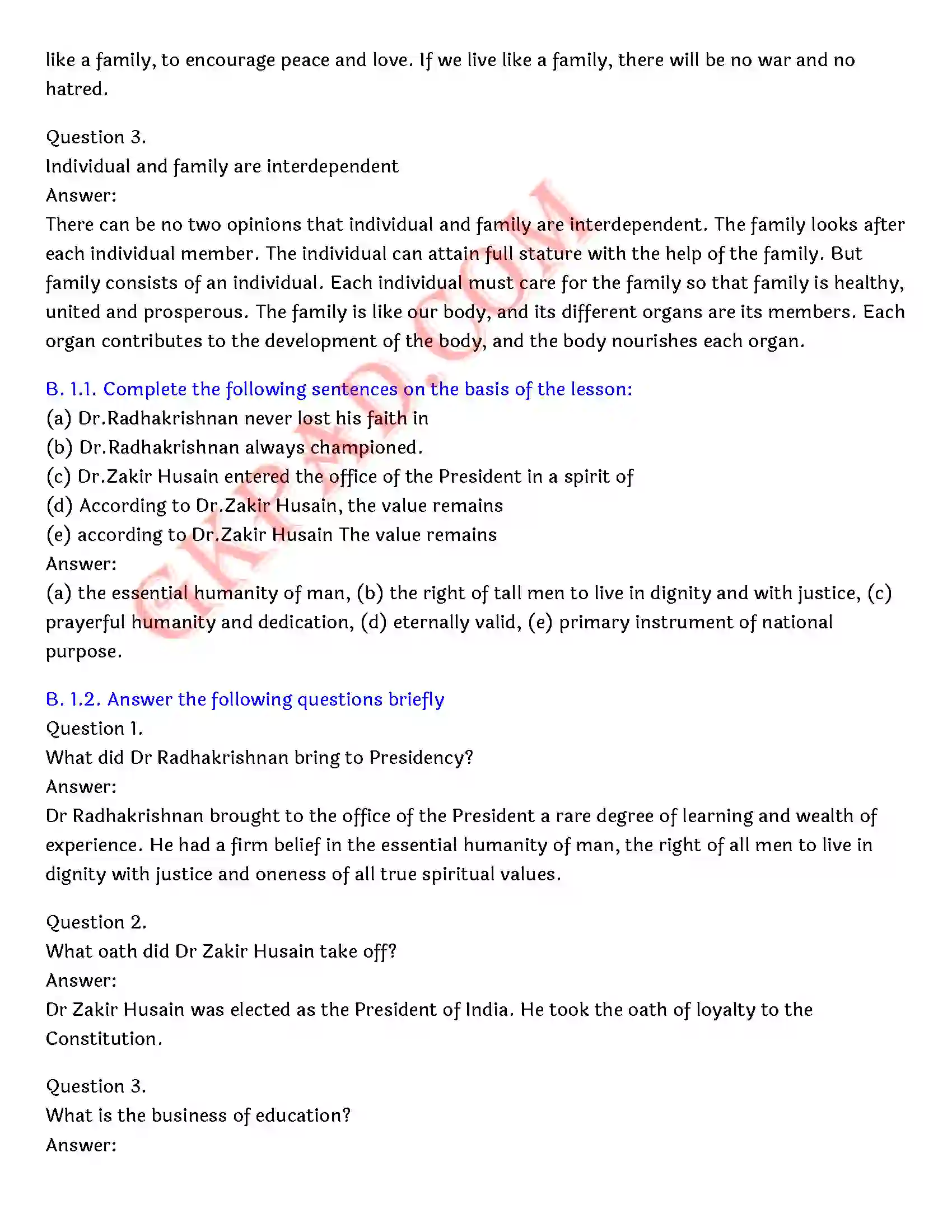 Bihar Board Class 12th English (Rainbow Part 2 Prose) Chapter 2 Bharat is My Home) Solution 5