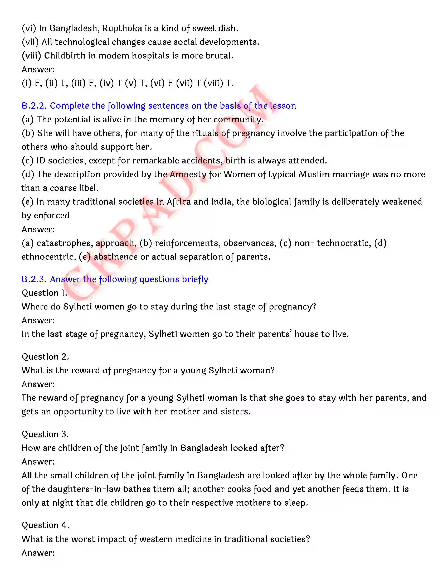 Bihar Board Class 12th English (Rainbow Part 2 Prose) Chapter 7 A Child Born) Solution 5