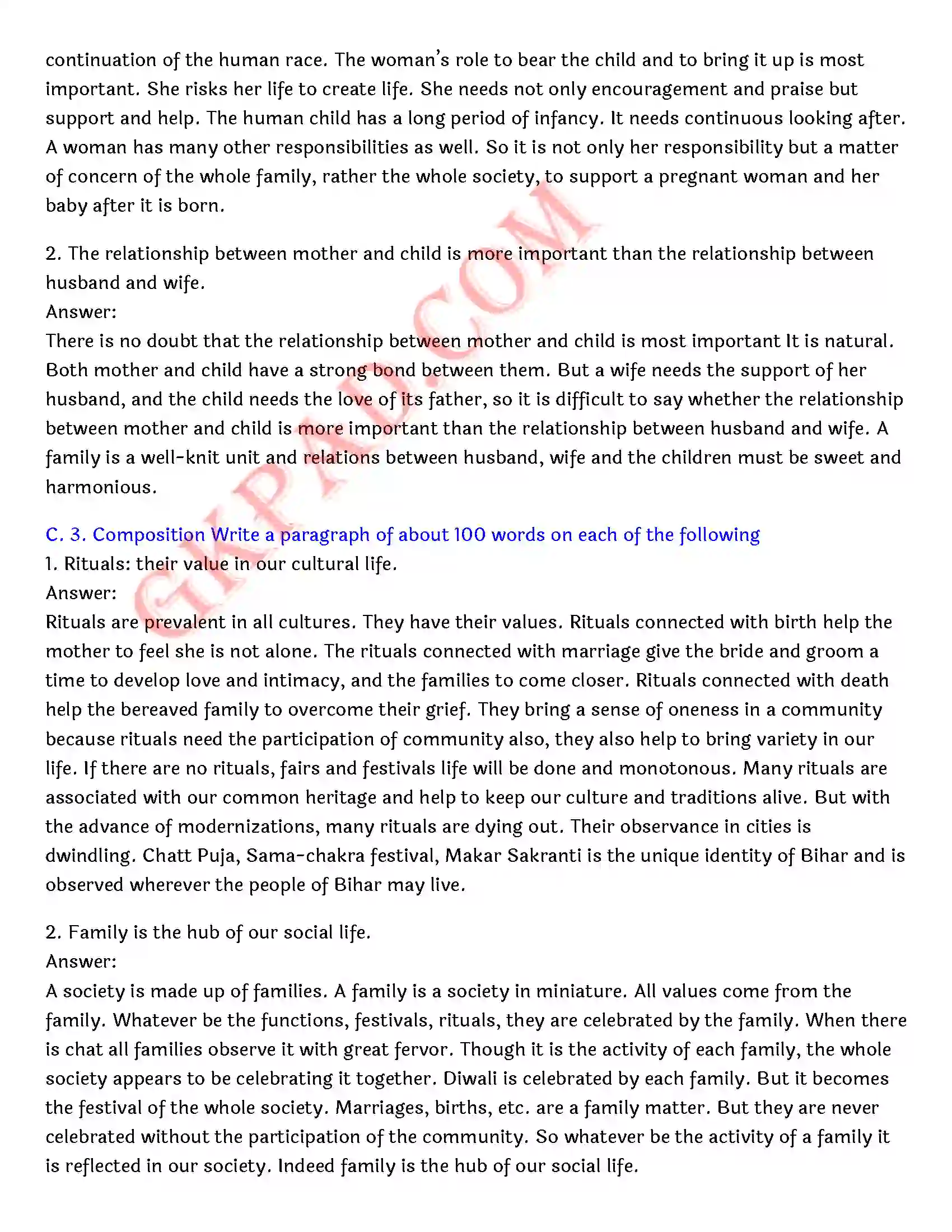 Bihar Board Class 12th English (Rainbow Part 2 Prose) Chapter 7 A Child Born) Solution 9