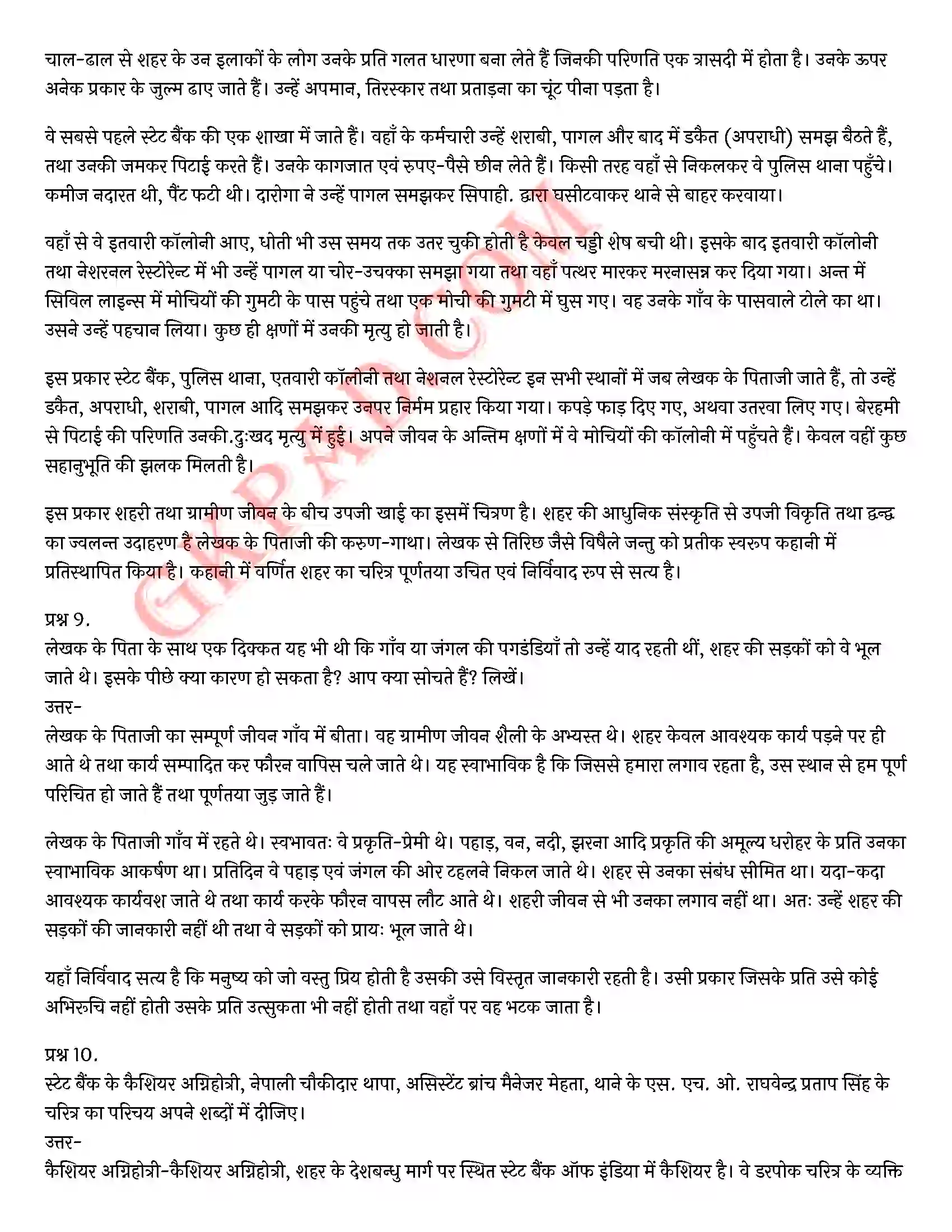 Bihar Board Class 12th Hindi (हिन्दी) Chapter 12 तिरिछ) Solution 8