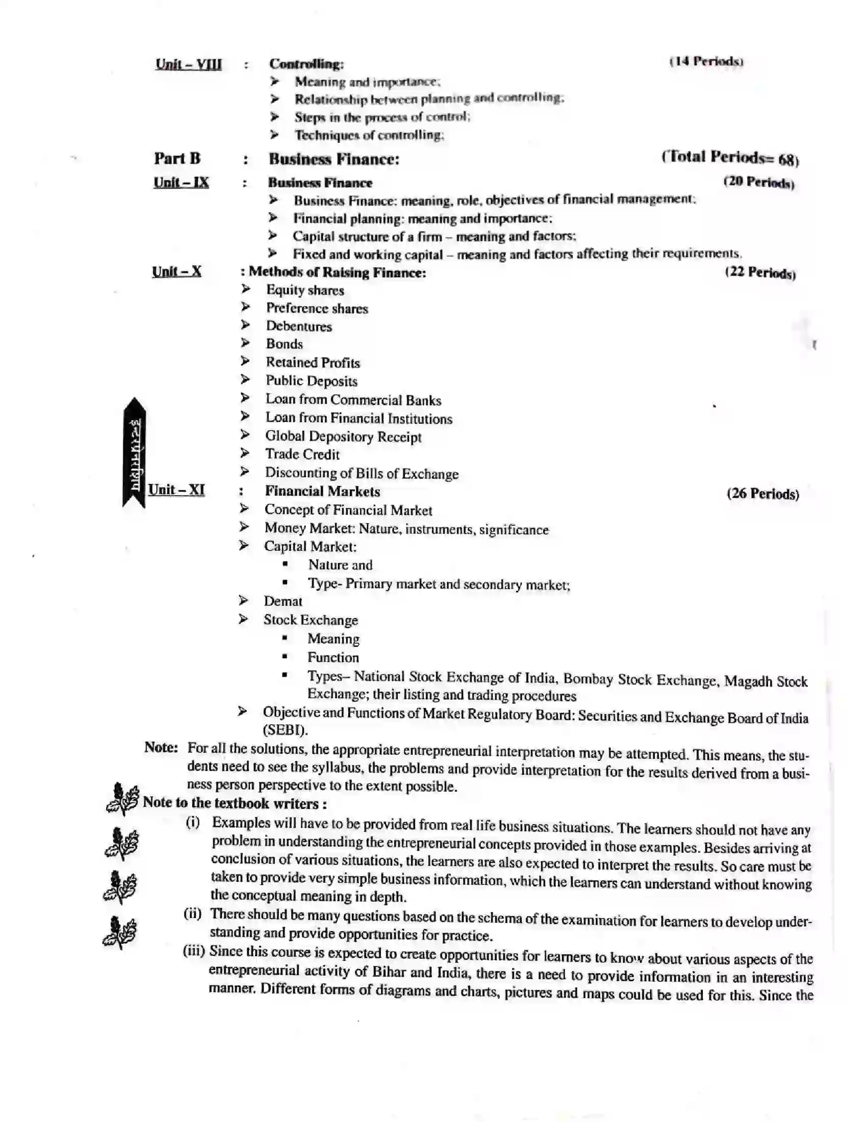 Bihar Board Class 11th 2025-26 Entrepreneurship Syllabus 3