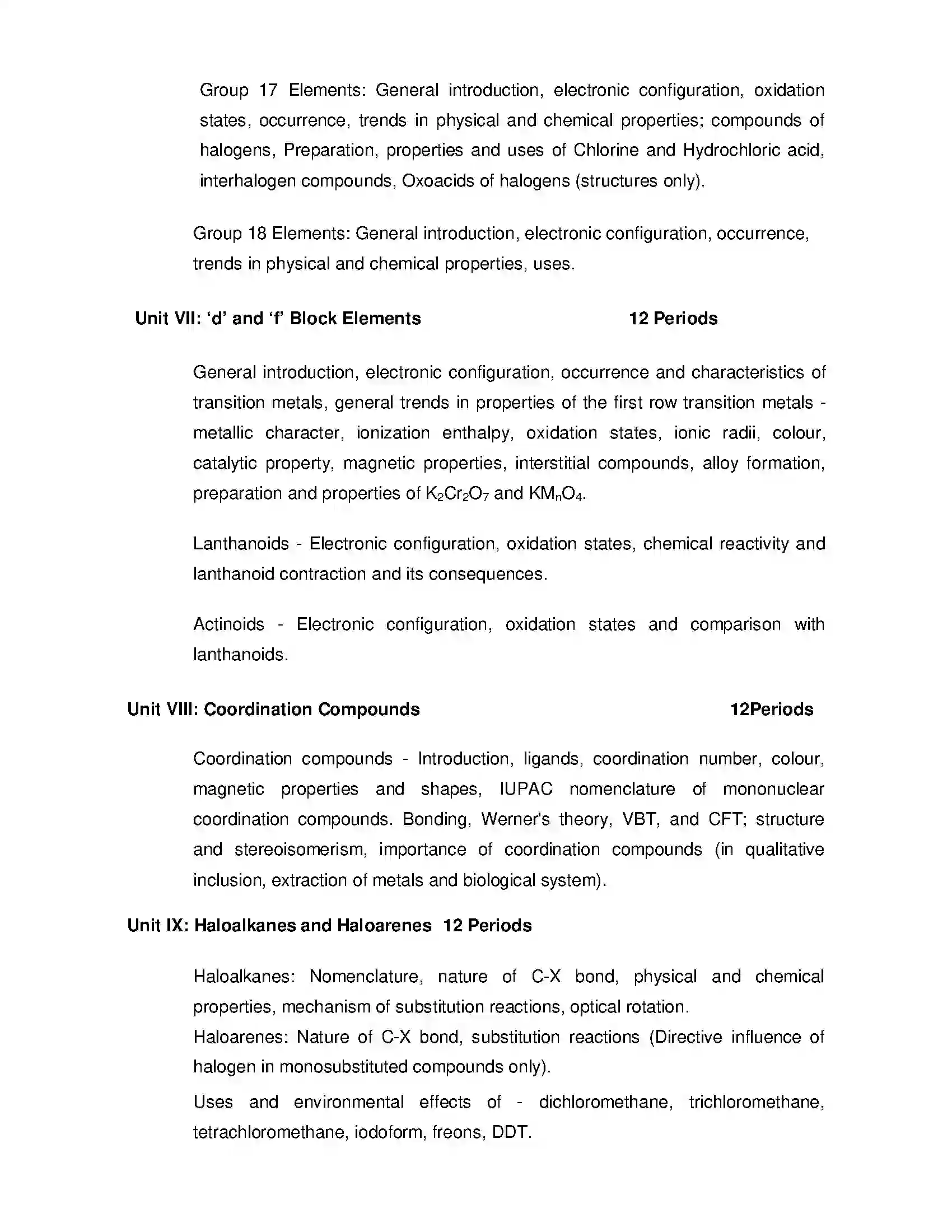 Bihar Board Class 12th 2020 Chemistry Syllabus 15