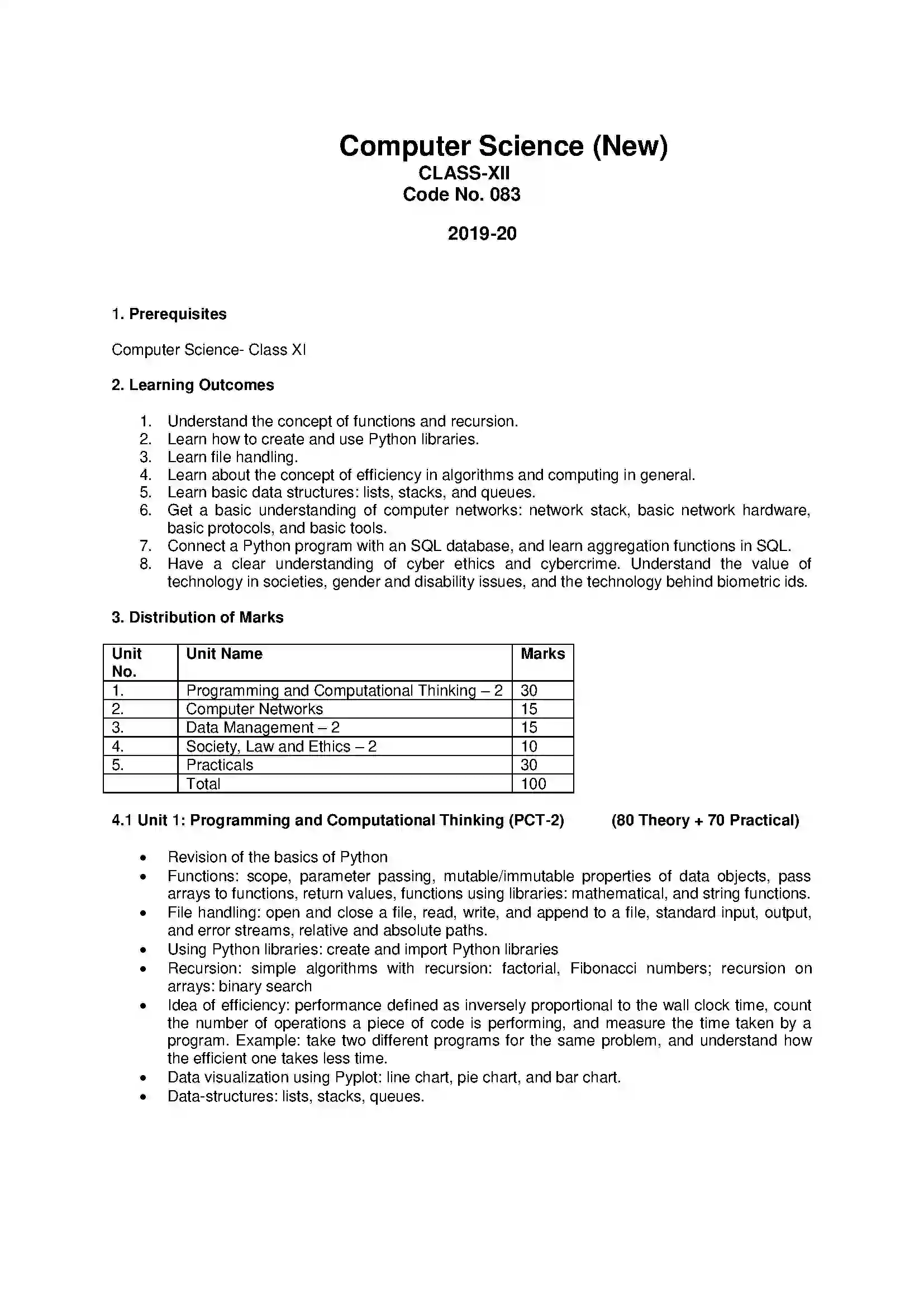 Bihar Board Class 12th 2020 Computer Science for new XII Syllabus 1