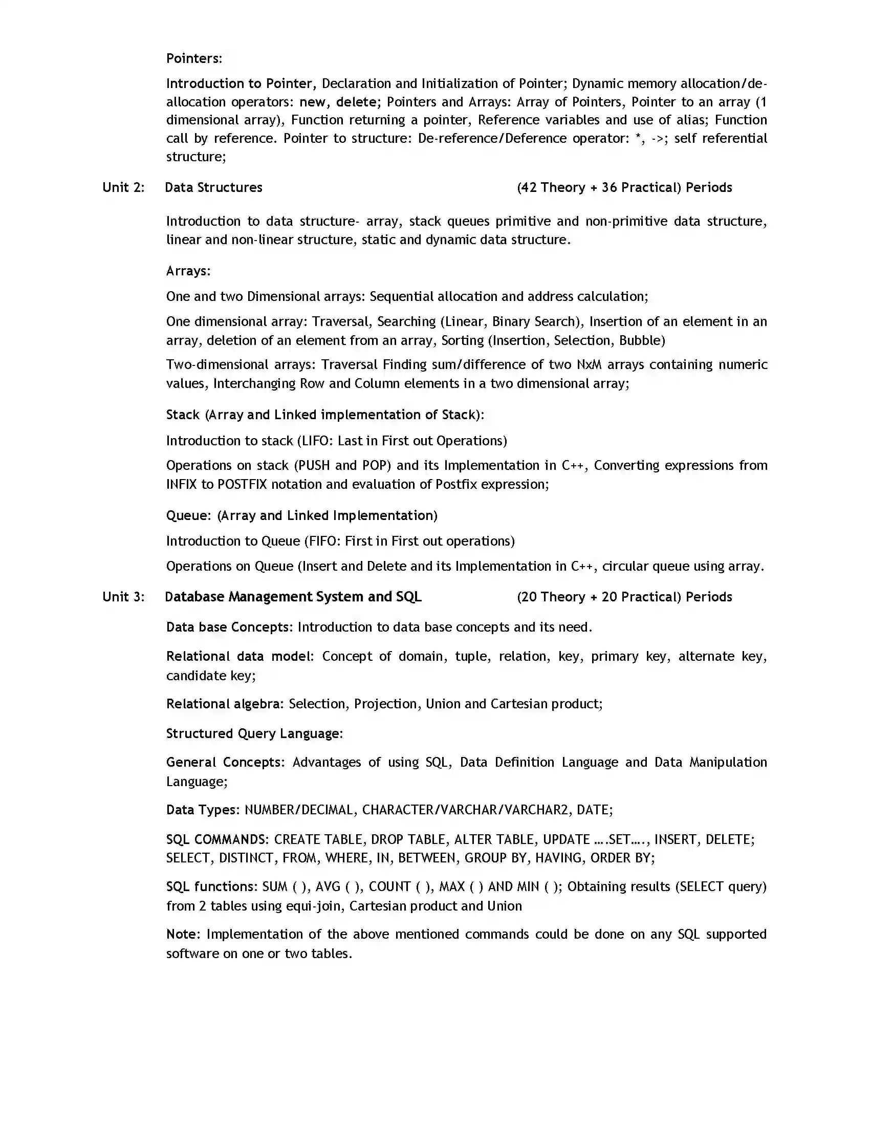 Bihar Board Class 12th 2020 Computer Science for old 12 Syllabus 2