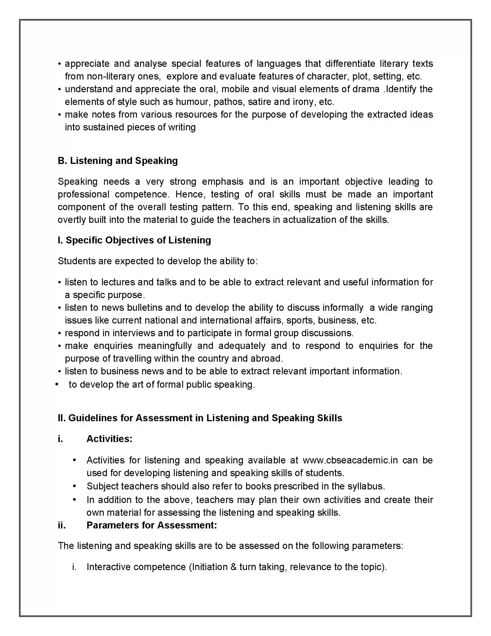 Bihar Board Class 12th 2020 English Core Syllabus 3