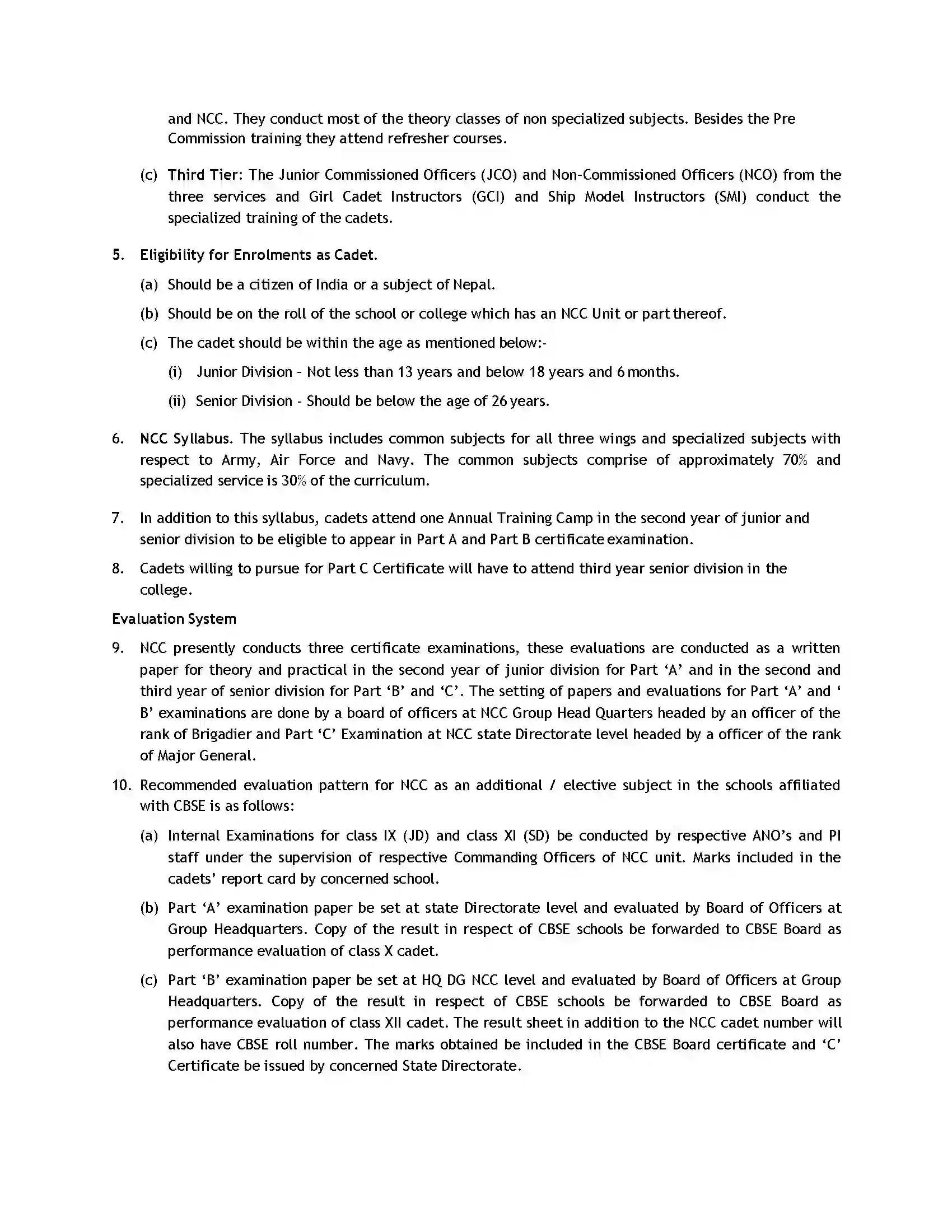 Bihar Board Class 12th 2020 NCC Syllabus 2