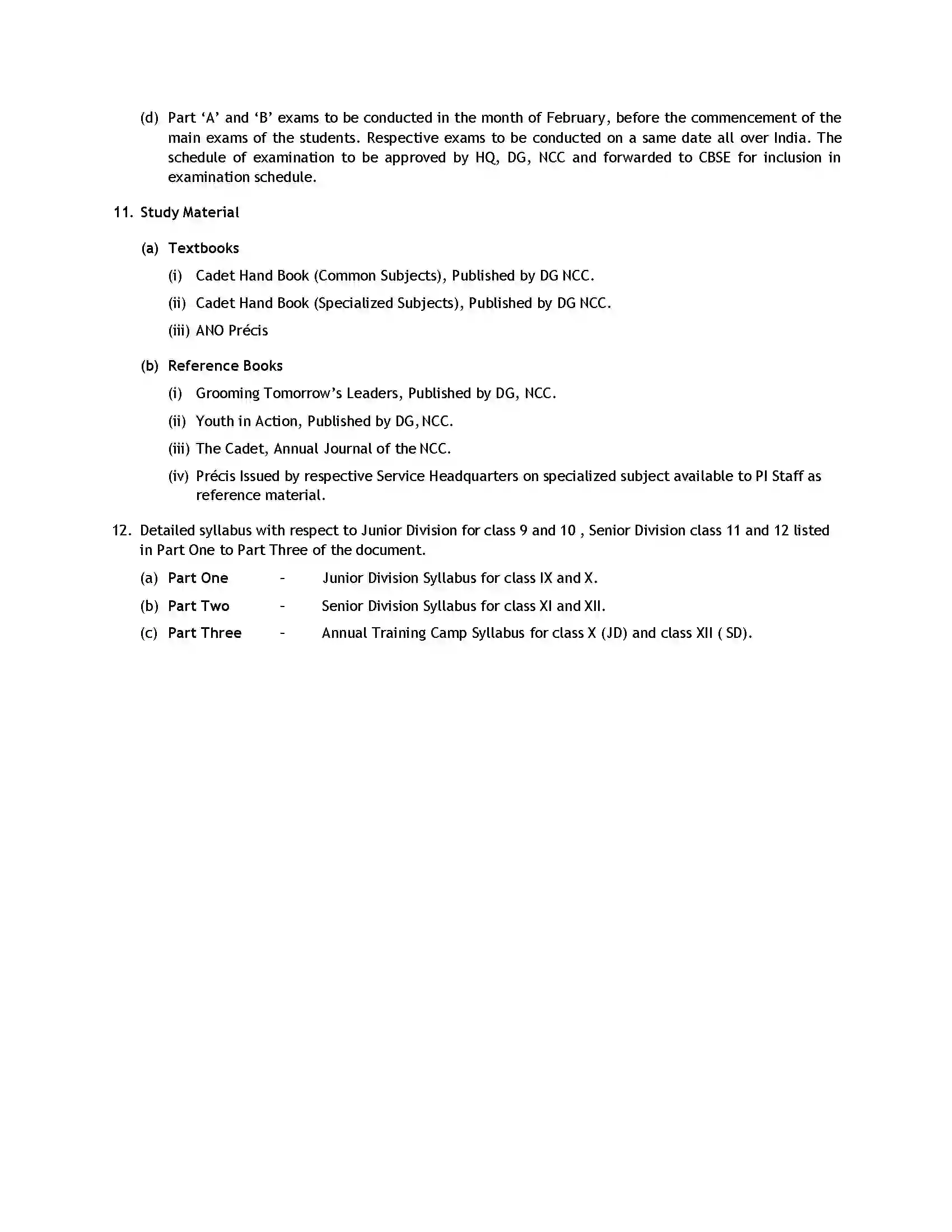 Bihar Board Class 12th 2020 NCC Syllabus 3