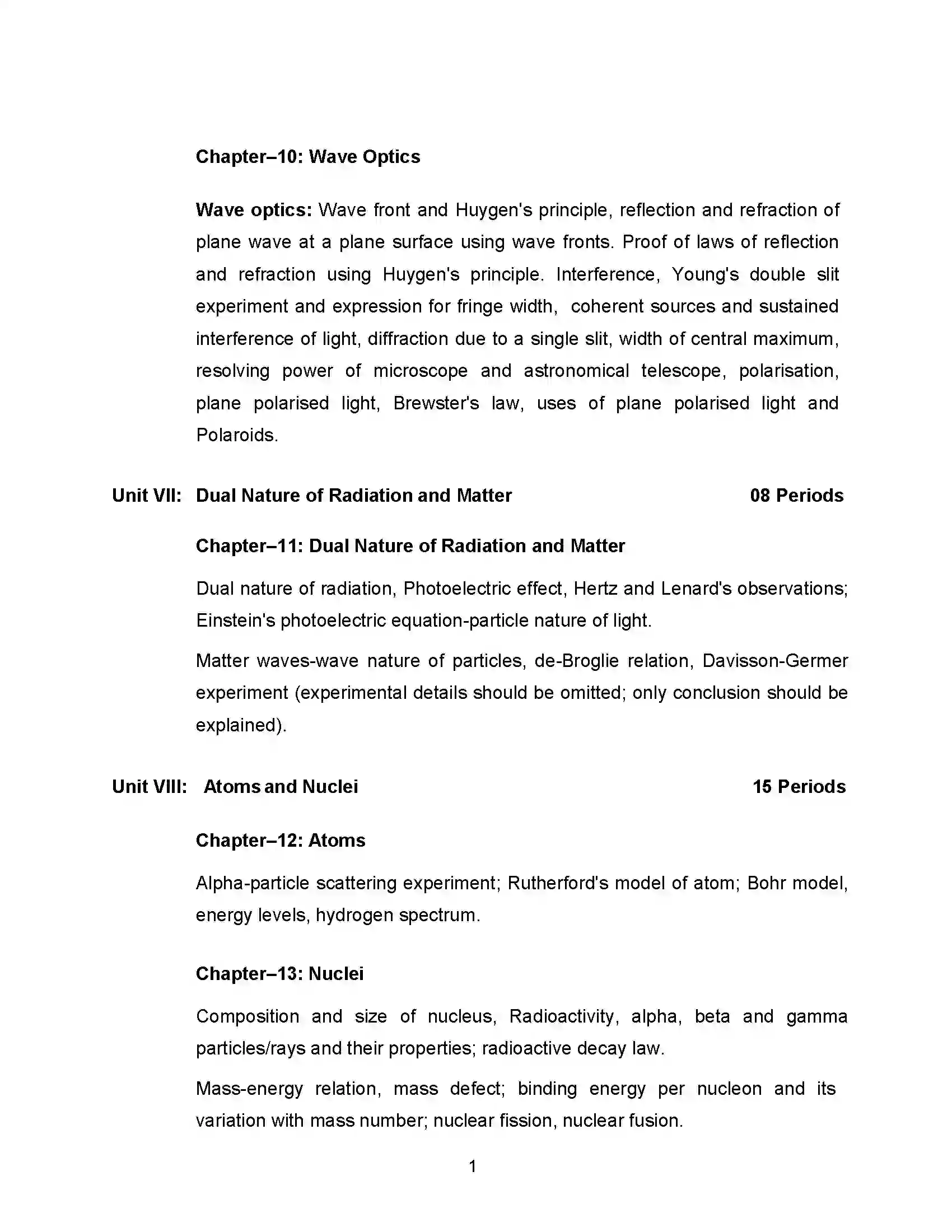 Bihar Board Class 12th 2020 Physics Syllabus 18