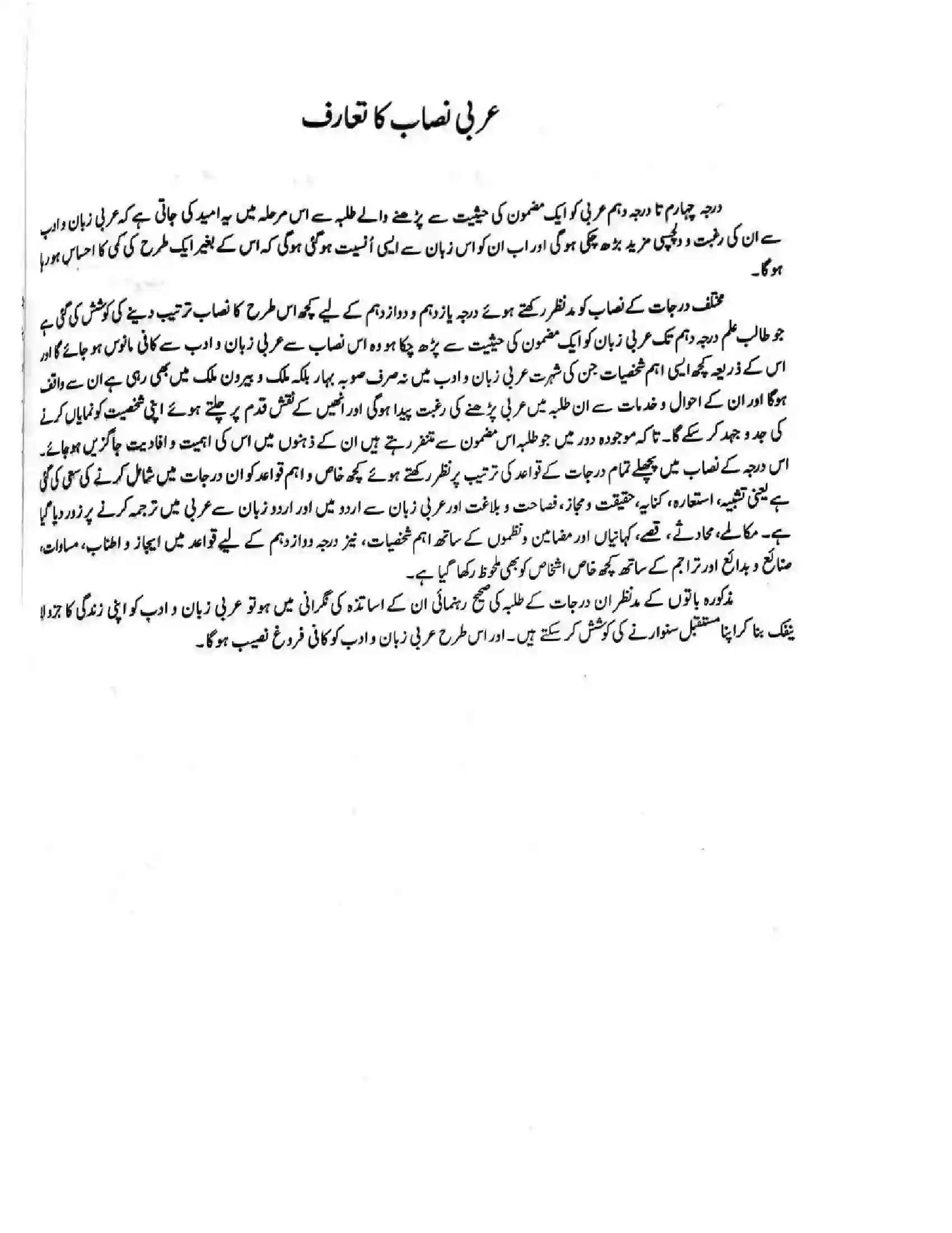 Bihar Board Class 12th 2025-26 Arabic Syllabus 2