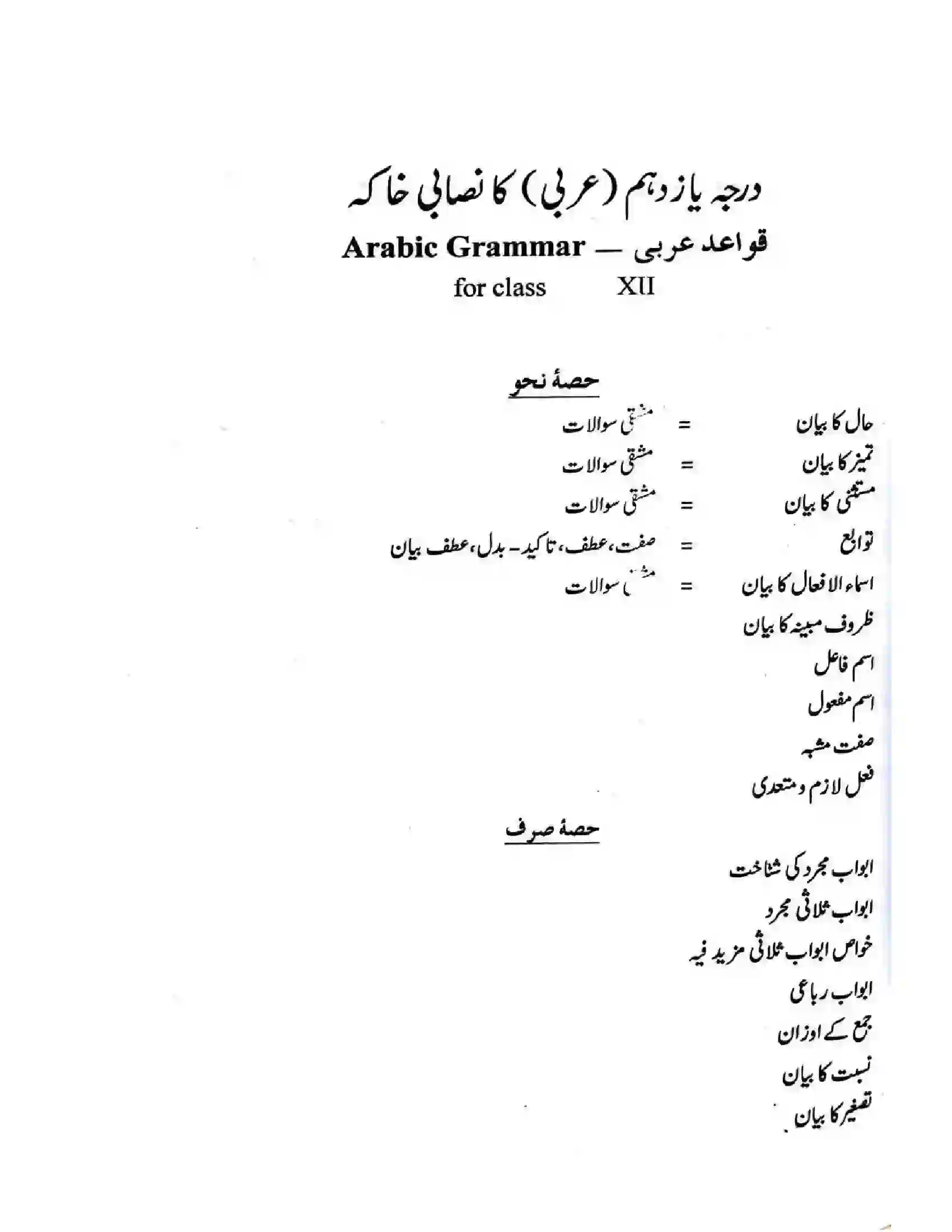 Bihar Board Class 12th 2025-26 Arabic Syllabus 5