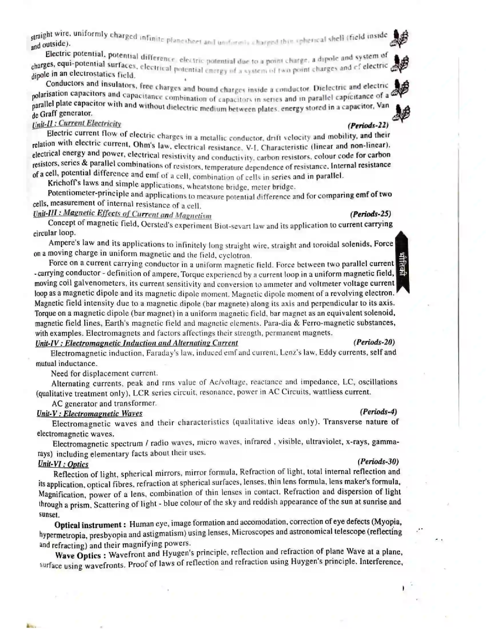 Bihar Board Class 12th 2025-26 Physics Syllabus 5